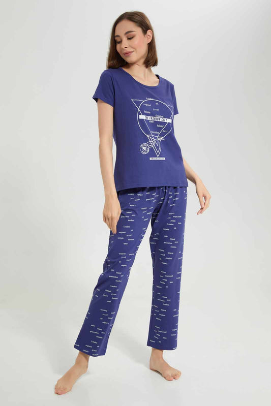Redtag-OFF-WHITE-LADIES-AOP-PJ-SET-Category:Pyjama-Sets,-Colour:White,-Deals:New-In,-Filter:Women's-Clothing,-New-In-Women-APL,-Non-Sale,-Section:Women,-TBL,-W22A,-Women-Pyjama-Sets--