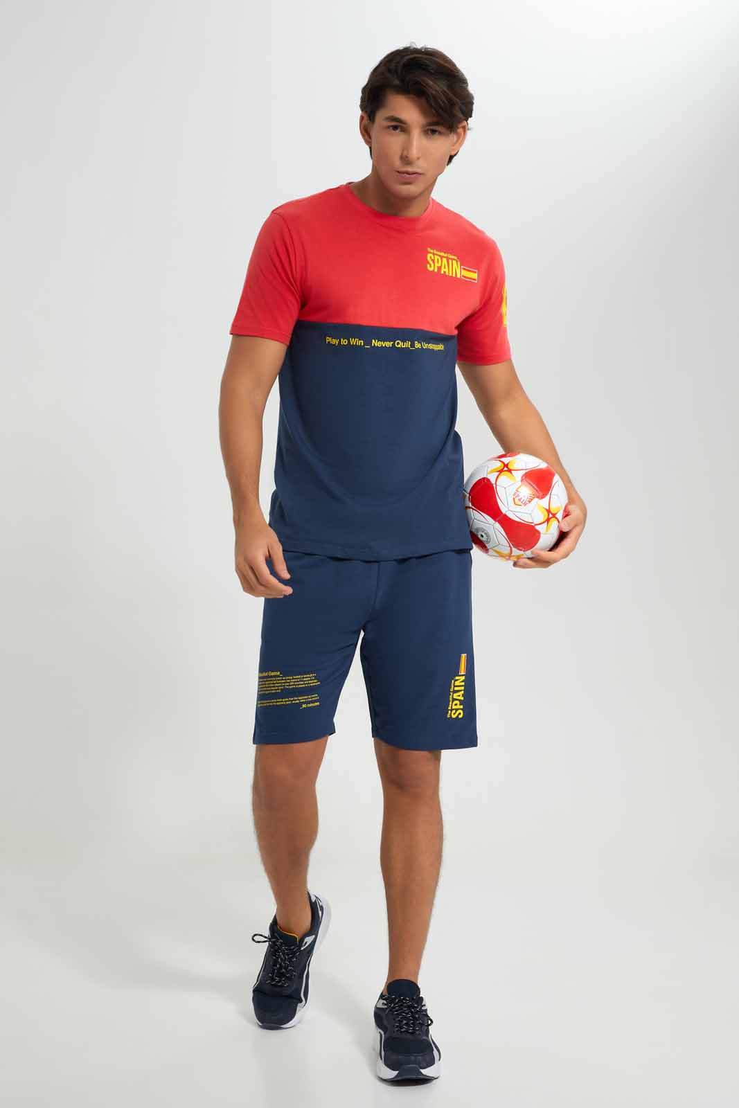 Redtag-Spain-Football-World-Cup-Tee-Category:T-Shirts,-Colour:Red,-Deals:New-In,-Filter:Men's-Clothing,-Men-T-Shirts,-New-In-Men-APL,-Non-Sale,-Section:Men,-W22B-Men's-