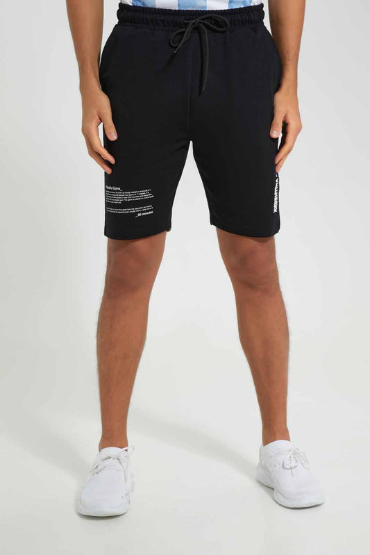 Redtag-Argentina-Football-World-Cup-Shorts-Category:Joggers,-Colour:Black,-Deals:New-In,-Filter:Men's-Clothing,-Men-Joggers,-New-In-Men-APL,-Non-Sale,-Section:Men,-W22B-Men's-