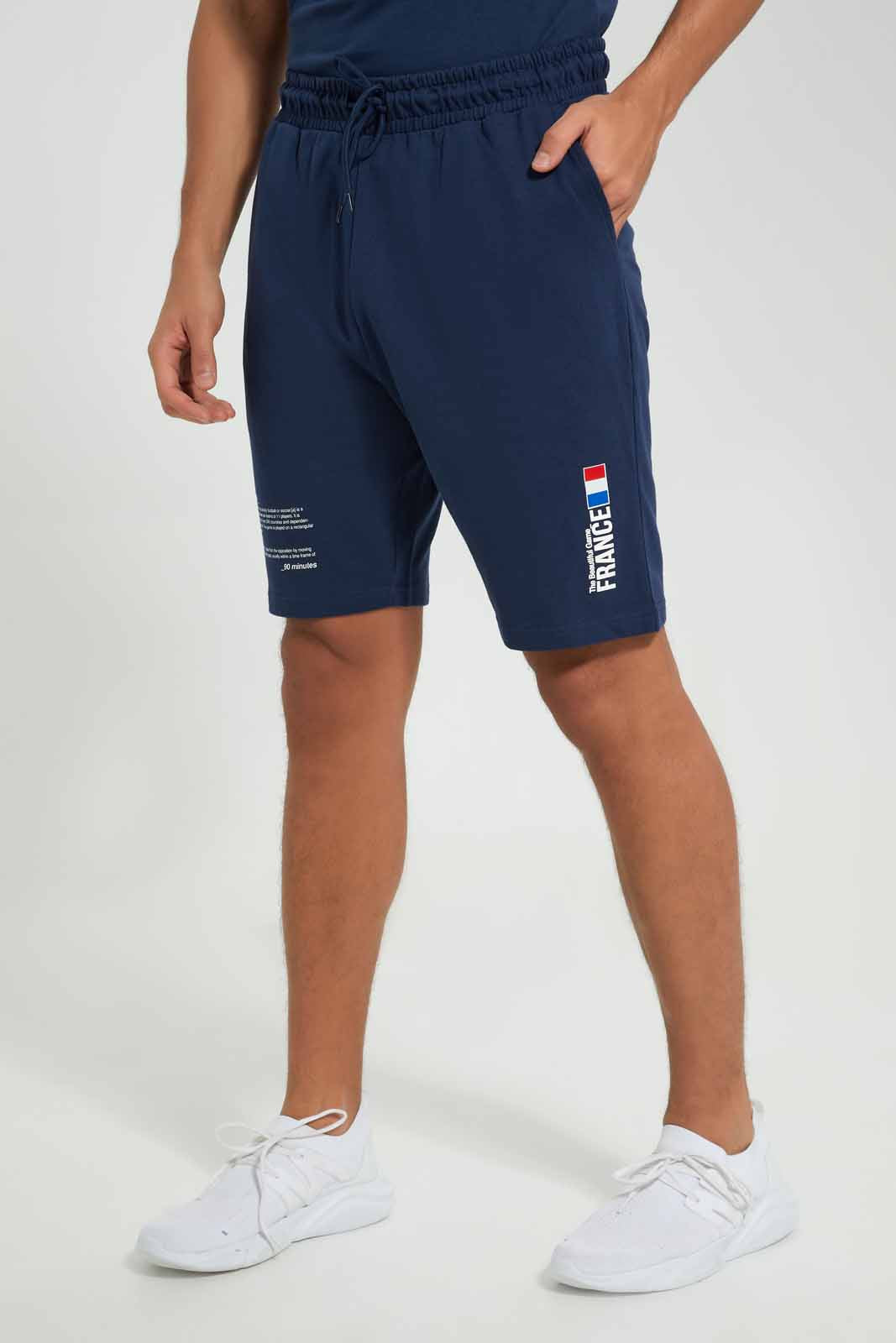 Redtag-France-Football-World-Cup-Shorts-Category:Joggers,-Colour:Navy,-Deals:New-In,-Filter:Men's-Clothing,-Men-Joggers,-New-In-Men-APL,-Non-Sale,-Section:Men,-W22B-Men's-
