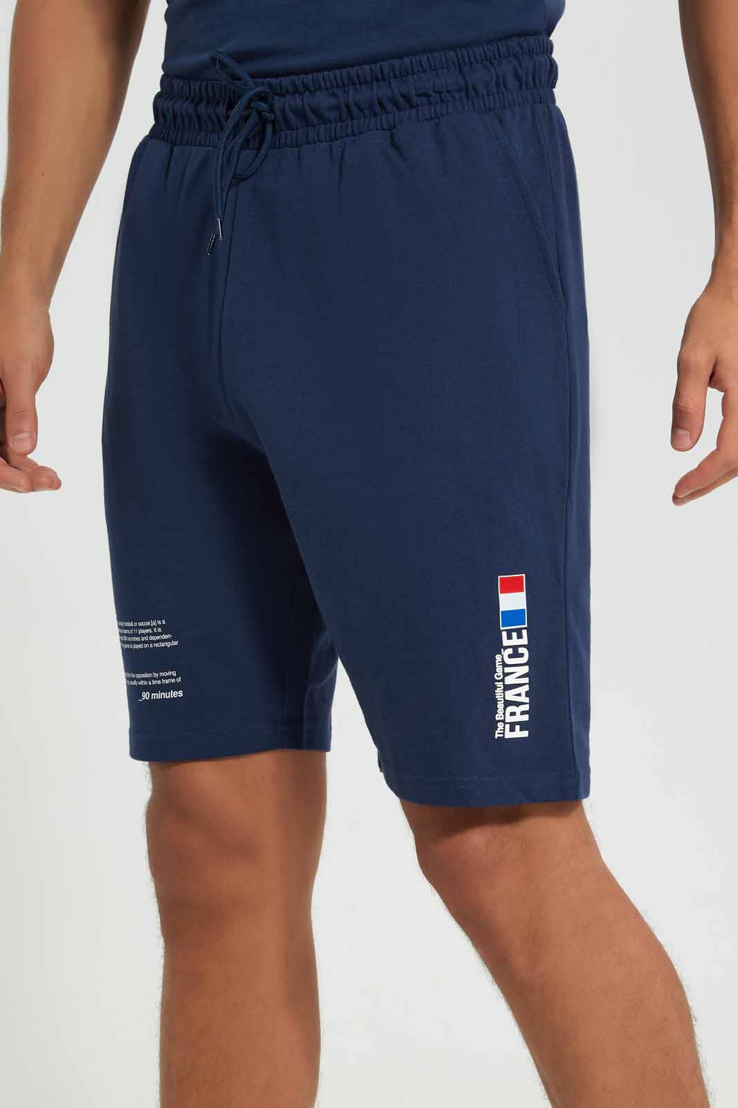 Redtag-France-Football-World-Cup-Shorts-Category:Joggers,-Colour:Navy,-Deals:New-In,-Filter:Men's-Clothing,-Men-Joggers,-New-In-Men-APL,-Non-Sale,-Section:Men,-W22B-Men's-