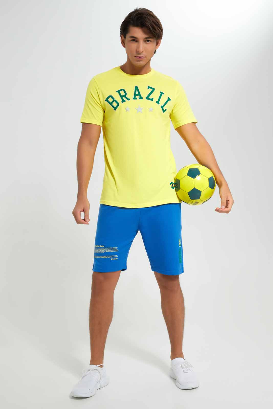 Redtag-Brazil-Football-World-Cup-Shorts-Category:Joggers,-Colour:Blue,-Deals:New-In,-Filter:Men's-Clothing,-Men-Joggers,-New-In-Men-APL,-Non-Sale,-Section:Men,-W22B-Men's-