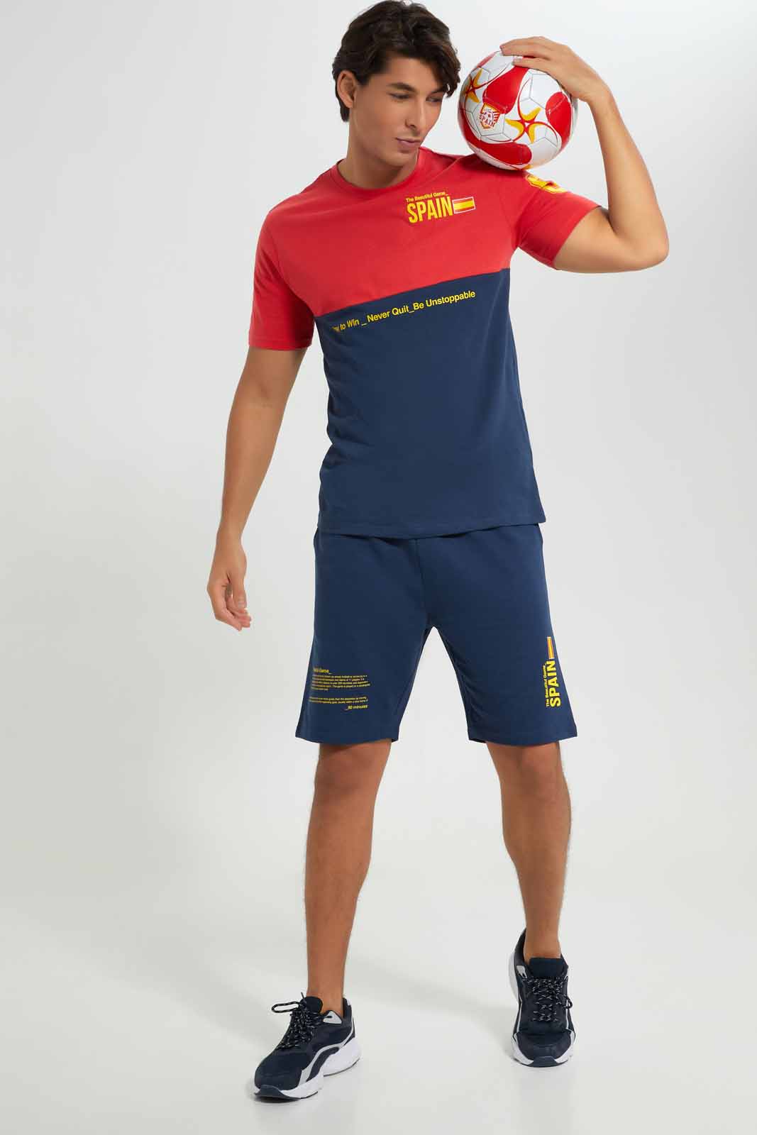 Redtag-Spain-Football-World-Cup-Shorts-Category:Joggers,-Colour:Navy,-Deals:New-In,-Filter:Men's-Clothing,-Men-Joggers,-New-In-Men-APL,-Non-Sale,-Section:Men,-W22B-Men's-