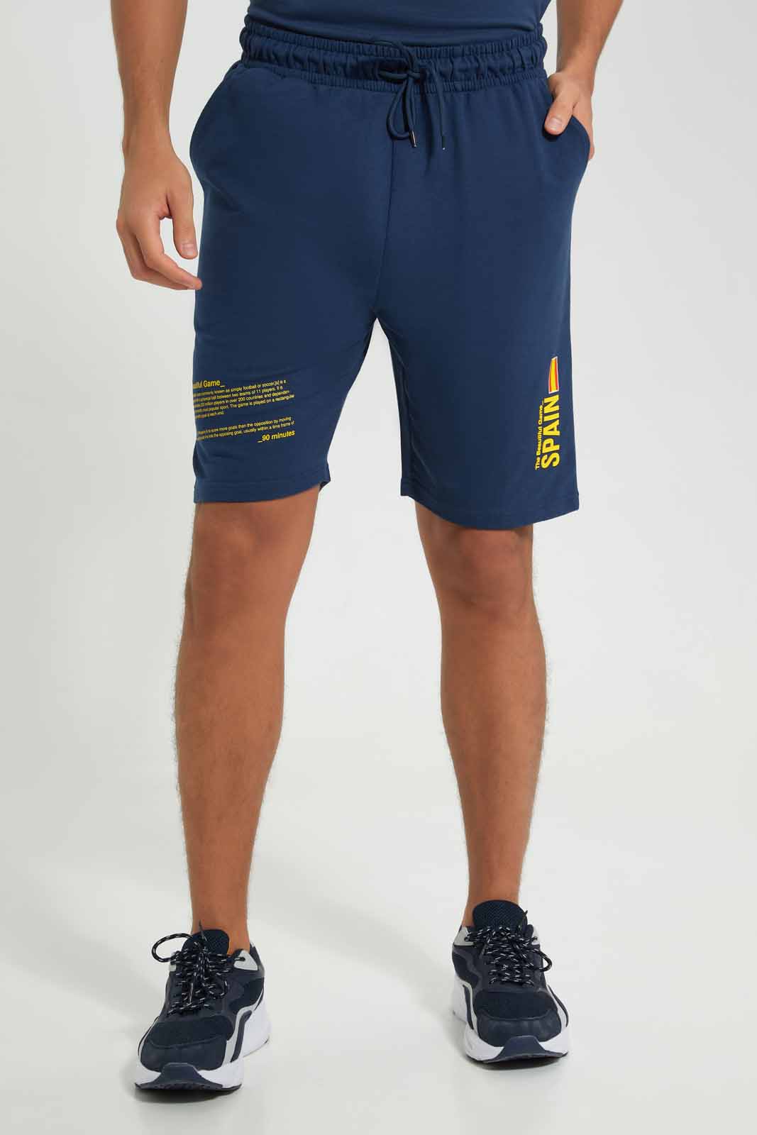 Redtag-Spain-Football-World-Cup-Shorts-Category:Joggers,-Colour:Navy,-Deals:New-In,-Filter:Men's-Clothing,-Men-Joggers,-New-In-Men-APL,-Non-Sale,-Section:Men,-W22B-Men's-
