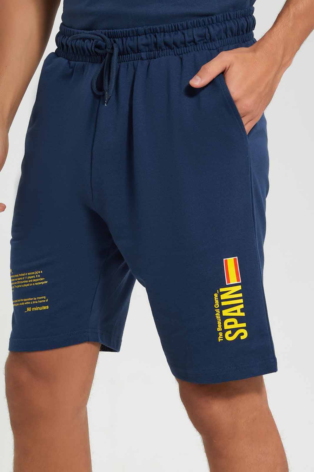 Redtag-Spain-Football-World-Cup-Shorts-Category:Joggers,-Colour:Navy,-Deals:New-In,-Filter:Men's-Clothing,-Men-Joggers,-New-In-Men-APL,-Non-Sale,-Section:Men,-W22B-Men's-