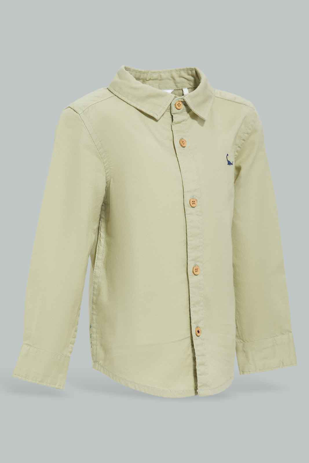 Redtag-Olive-Oxford-Shirt-Long-Sleeve-Category:Shirts,-Colour:Green,-Deals:New-In,-Filter:Infant-Boys-(3-to-24-Mths),-INB-Shirts,-New-In-INB-APL,-Non-Sale,-Section:Boys-(0-to-14Yrs),-W22B-Infant-Boys-3 to 24 Months