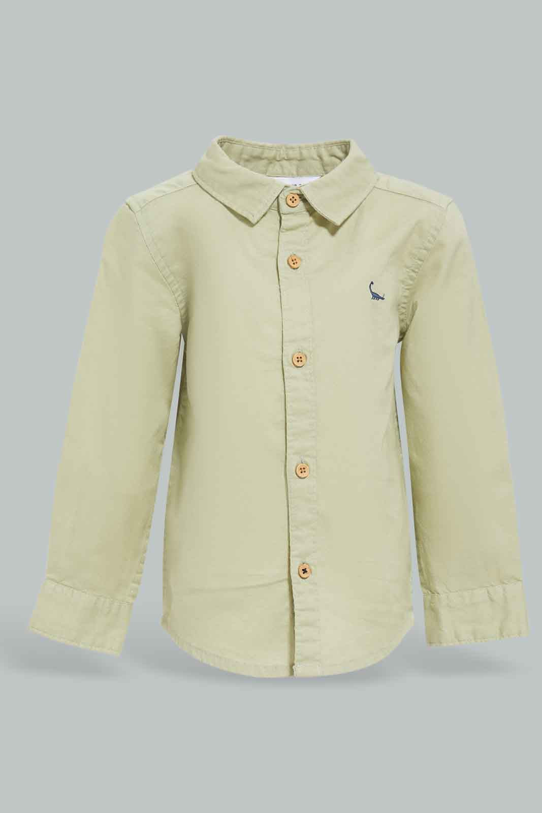 Redtag-Olive-Oxford-Shirt-Long-Sleeve-Category:Shirts,-Colour:Green,-Deals:New-In,-Filter:Infant-Boys-(3-to-24-Mths),-INB-Shirts,-New-In-INB-APL,-Non-Sale,-Section:Boys-(0-to-14Yrs),-W22B-Infant-Boys-3 to 24 Months