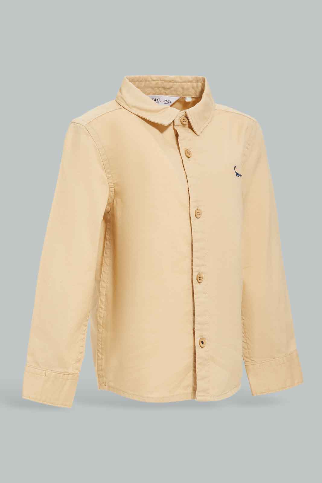 Redtag-Beige-Oxford-Shirts-Long-Sleeve-Category:Shirts,-Colour:Beige,-Deals:New-In,-Filter:Infant-Boys-(3-to-24-Mths),-INB-Shirts,-New-In-INB-APL,-Non-Sale,-Section:Boys-(0-to-14Yrs),-W22B-Infant-Boys-3 to 24 Months