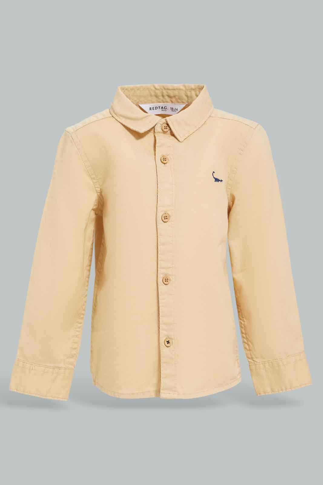 Redtag-Beige-Oxford-Shirts-Long-Sleeve-Category:Shirts,-Colour:Beige,-Deals:New-In,-Filter:Infant-Boys-(3-to-24-Mths),-INB-Shirts,-New-In-INB-APL,-Non-Sale,-Section:Boys-(0-to-14Yrs),-W22B-Infant-Boys-3 to 24 Months