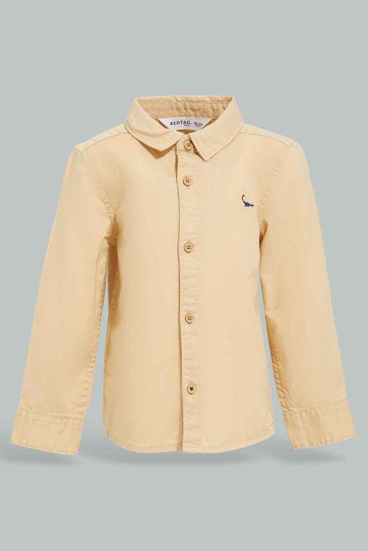Redtag-Beige-Oxford-Shirts-Long-Sleeve-Category:Shirts,-Colour:Beige,-Deals:New-In,-Filter:Infant-Boys-(3-to-24-Mths),-INB-Shirts,-New-In-INB-APL,-Non-Sale,-Section:Boys-(0-to-14Yrs),-W22B-Infant-Boys-3 to 24 Months