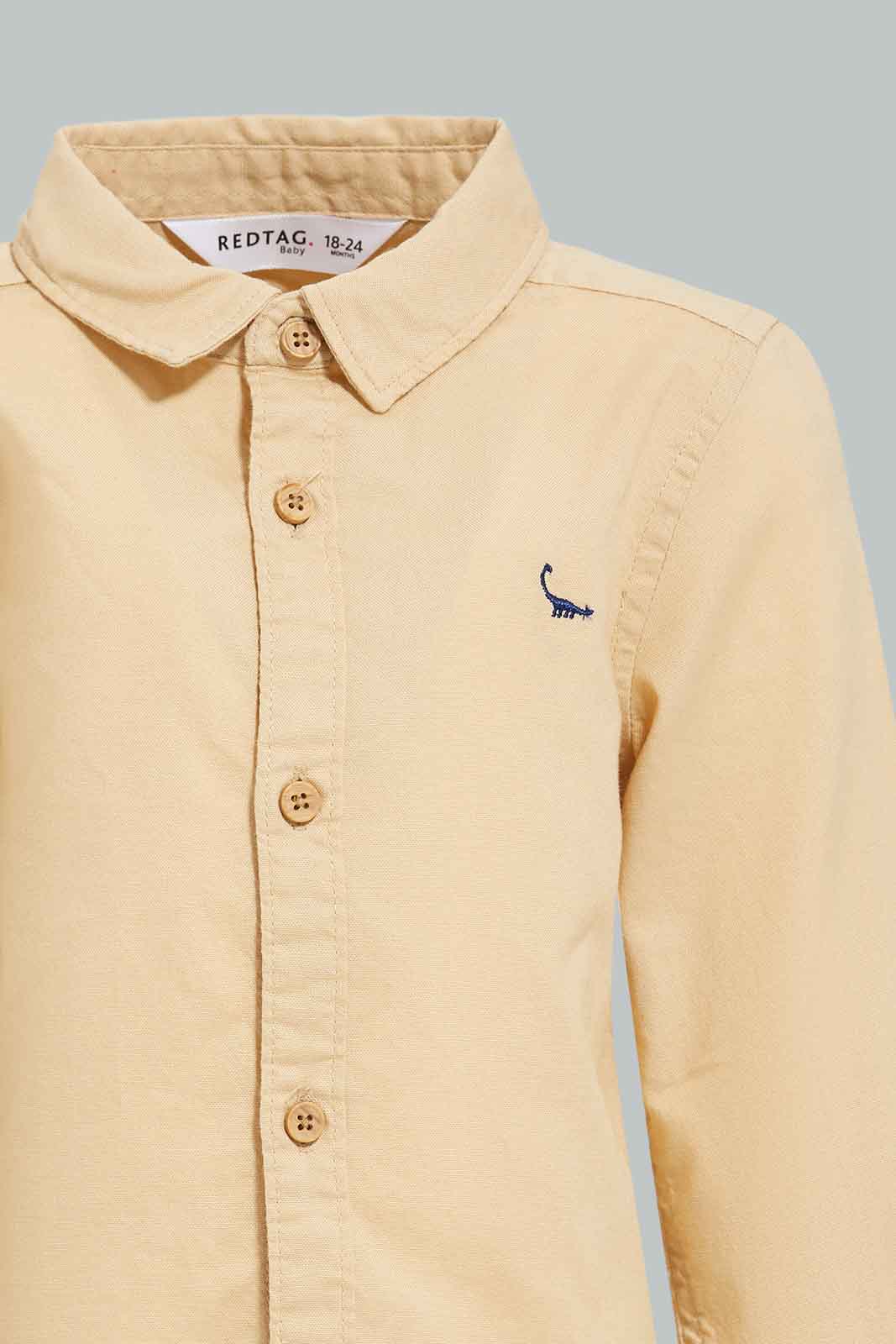 Redtag-Beige-Oxford-Shirts-Long-Sleeve-Category:Shirts,-Colour:Beige,-Deals:New-In,-Filter:Infant-Boys-(3-to-24-Mths),-INB-Shirts,-New-In-INB-APL,-Non-Sale,-Section:Boys-(0-to-14Yrs),-W22B-Infant-Boys-3 to 24 Months