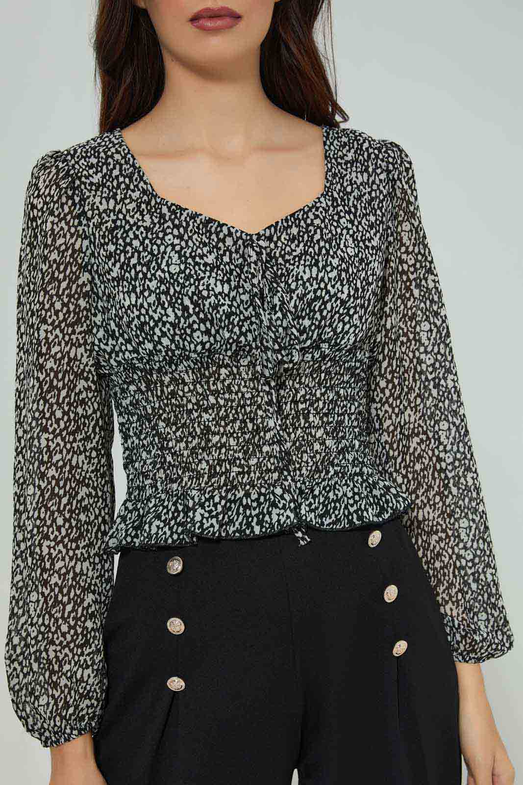 Redtag-Printed-Smocked-Hem-Blouse-Category:Blouses,-Colour:Assorted,-Deals:New-In,-Filter:Women's-Clothing,-New-In-Women-APL,-Non-Sale,-Section:Women,-W22A,-Women-Blouses-Women's-
