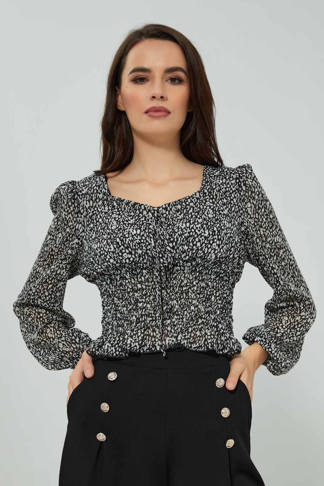 Redtag-Printed-Smocked-Hem-Blouse-Category:Blouses,-Colour:Assorted,-Deals:New-In,-Filter:Women's-Clothing,-New-In-Women-APL,-Non-Sale,-Section:Women,-W22A,-Women-Blouses-Women's-