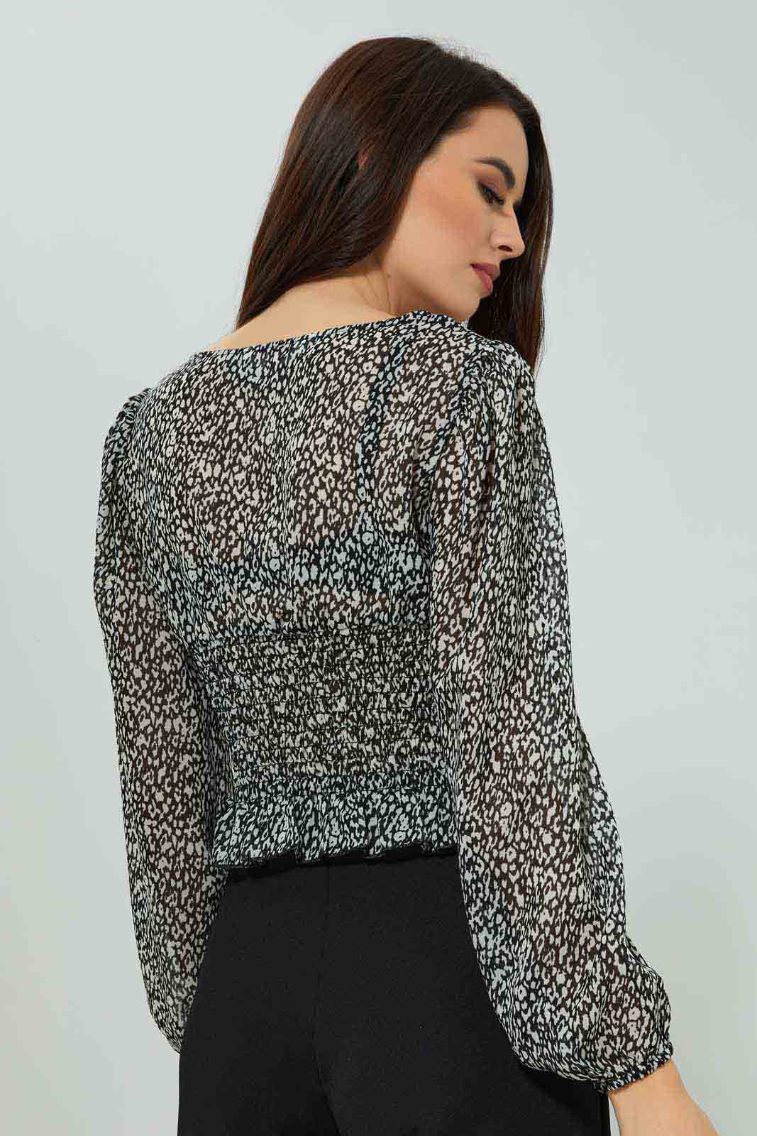 Redtag-Printed-Smocked-Hem-Blouse-Category:Blouses,-Colour:Assorted,-Deals:New-In,-Filter:Women's-Clothing,-New-In-Women-APL,-Non-Sale,-Section:Women,-W22A,-Women-Blouses-Women's-