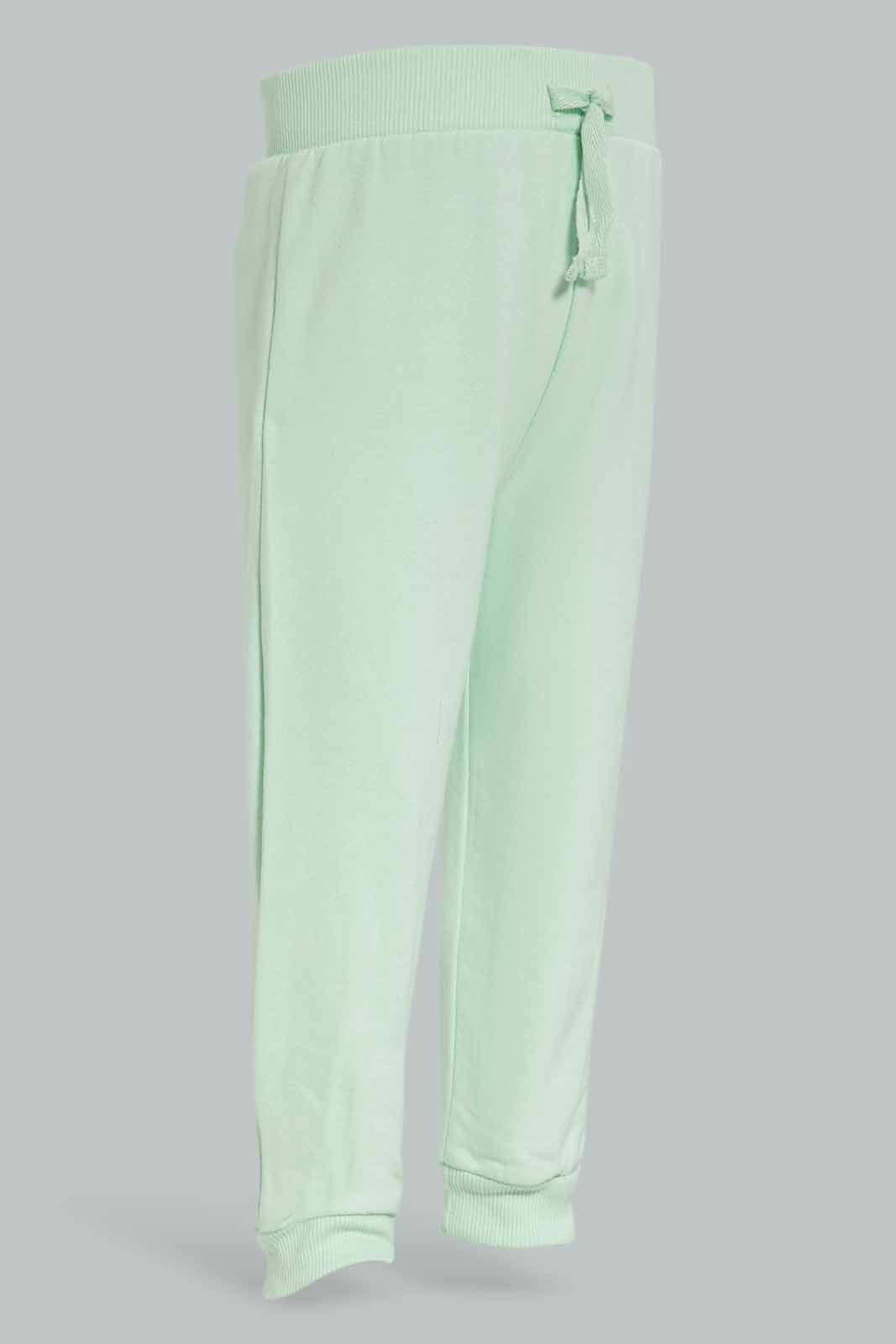 Baby Girl Mint And Pink Plain Active Pant