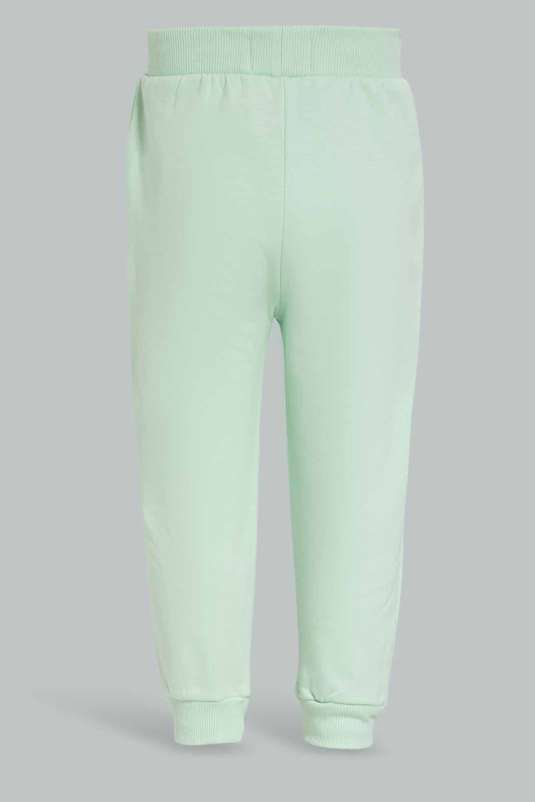 Baby Girl Mint And Pink Plain Active Pant