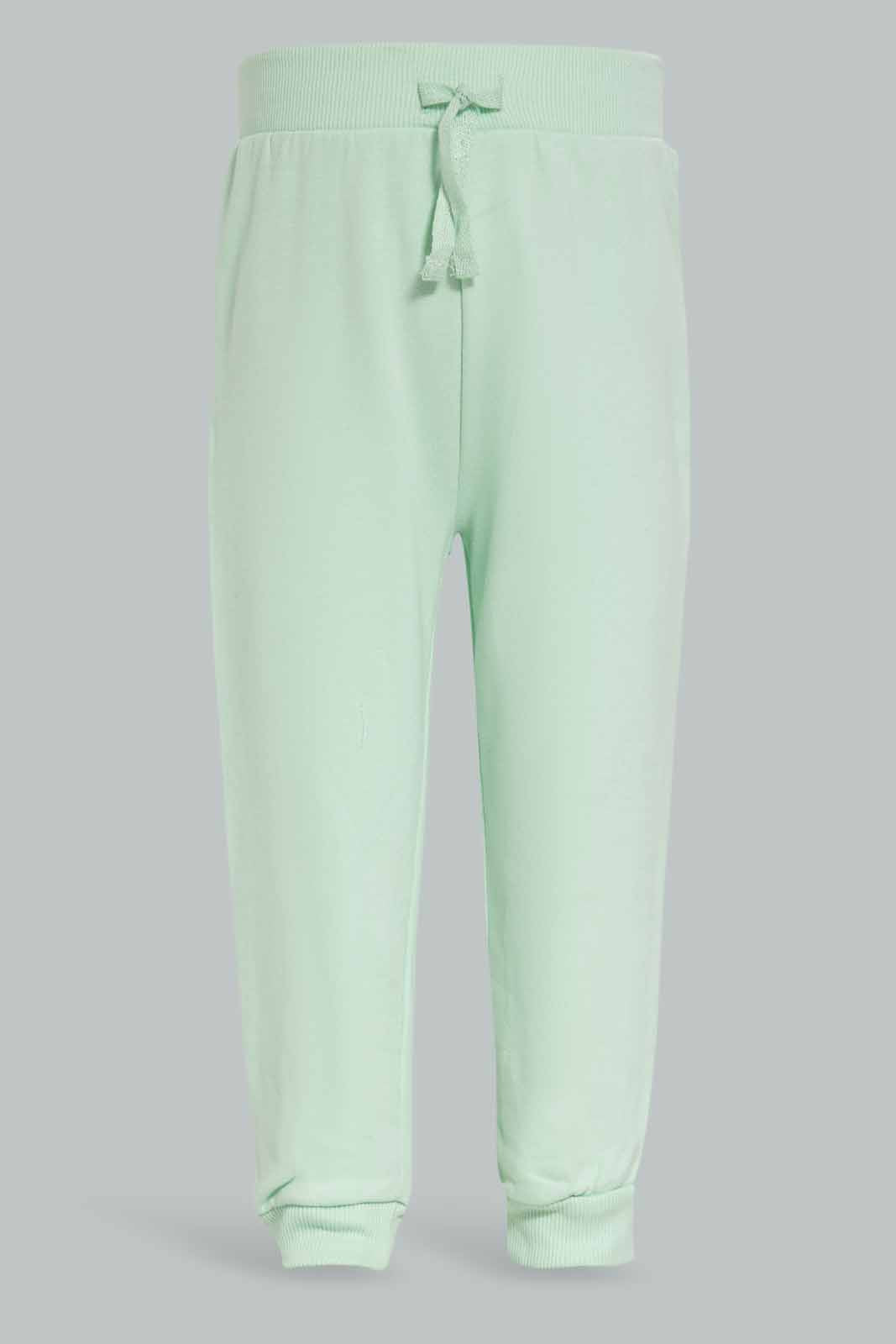 Baby Girl Mint And Pink Plain Active Pant