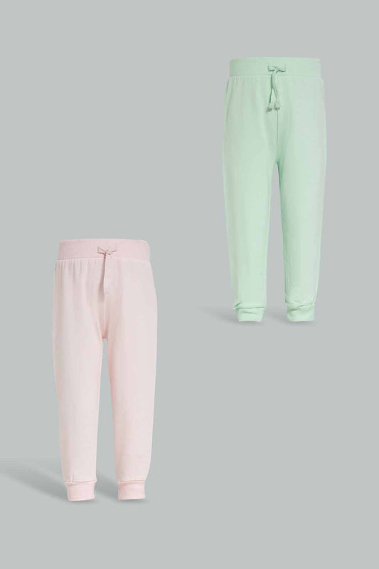 Baby Girl Mint And Pink Plain Active Pant