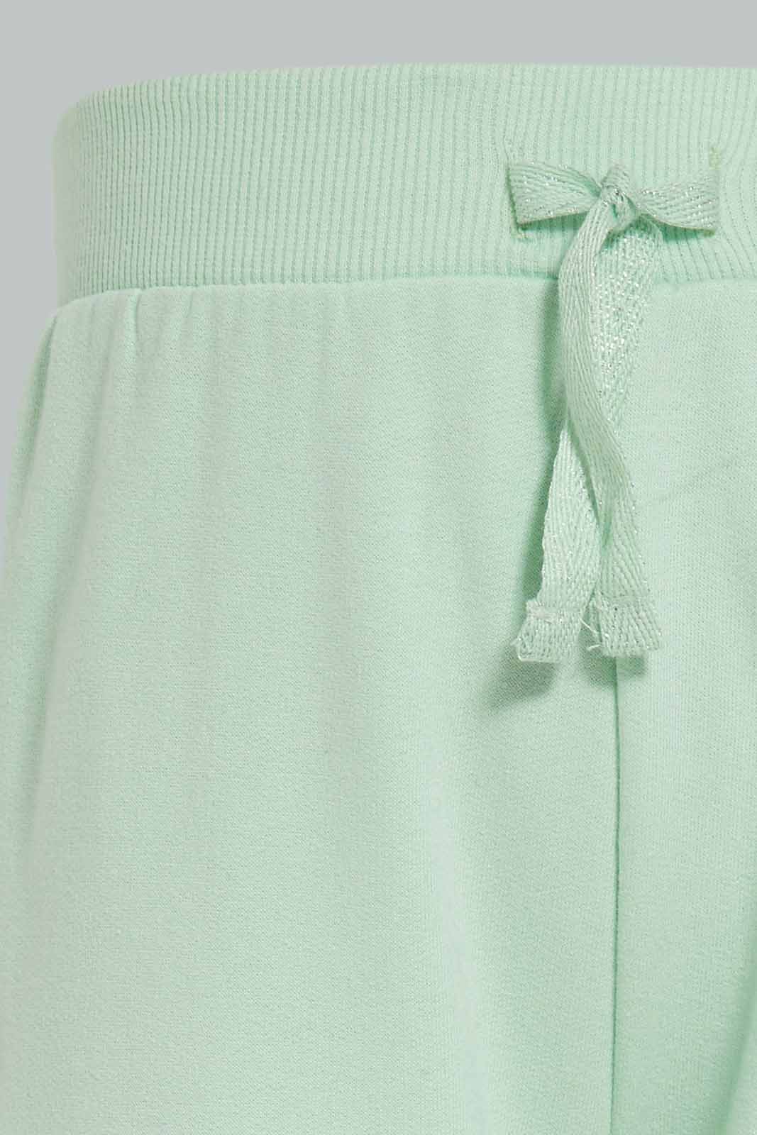 Baby Girl Mint And Pink Plain Active Pant