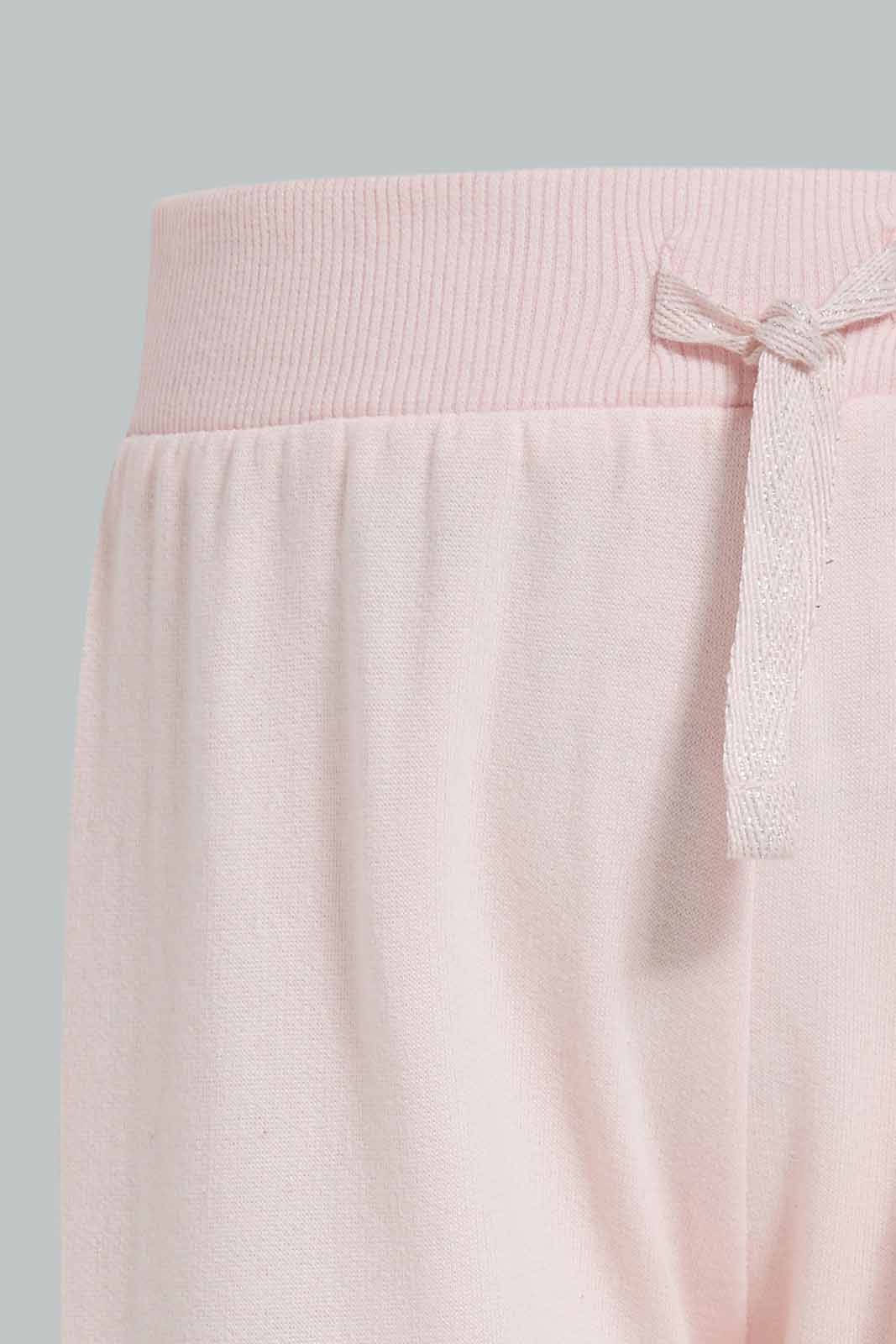 Baby Girl Mint And Pink Plain Active Pant