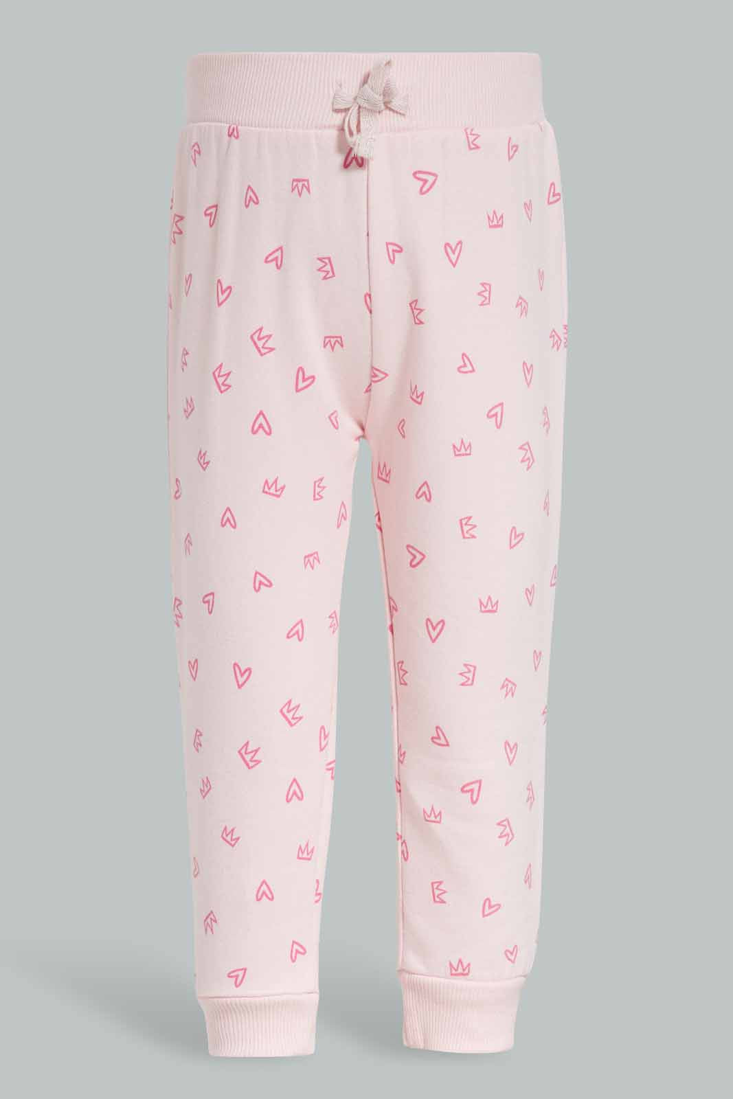 Baby Girls Pink And Navy Active Track Pants Set (2 Piece)