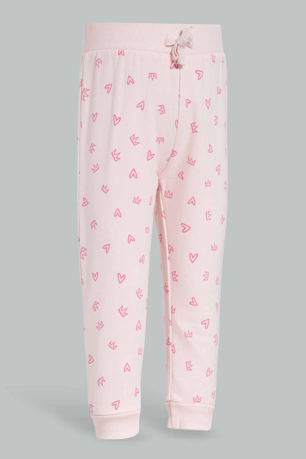 Baby Girls Pink And Navy Active Track Pants Set (2 Piece)