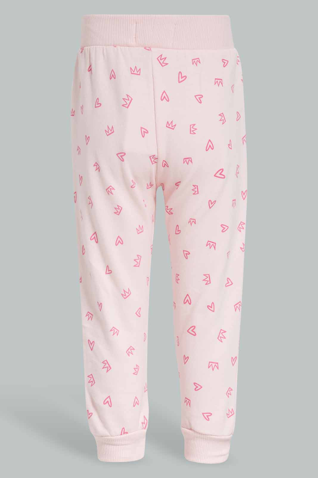 Baby Girls Pink And Navy Active Track Pants Set (2 Piece)