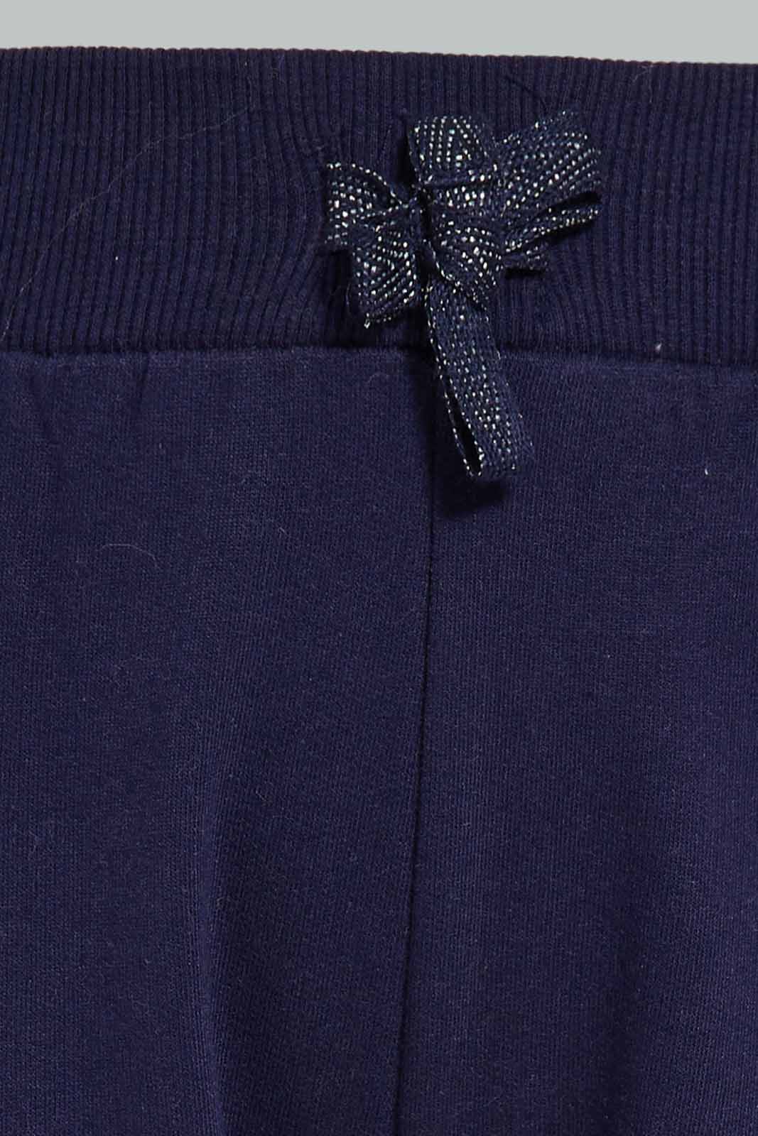 Baby Girls Pink And Navy Active Track Pants Set (2 Piece)