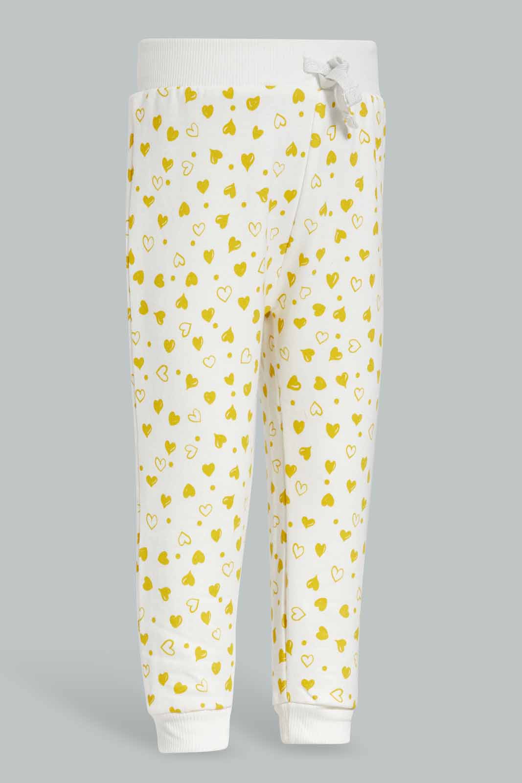 Redtag-Mustard-Solid-+-Ivory-AOP-Solid-Colour-Active-Track-Pant-Category:Joggers,-Colour:Assorted,-Deals:New-In,-Filter:Infant-Girls-(3-to-24-Mths),-ING-Joggers,-New-In-ING-APL,-Non-Sale,-Section:Girls-(0-to-14Yrs),-W22B-Infant-Girls-3 to 24 Months