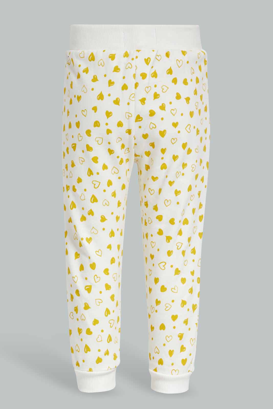 Redtag-Mustard-Solid-+-Ivory-AOP-Solid-Colour-Active-Track-Pant-Category:Joggers,-Colour:Assorted,-Deals:New-In,-Filter:Infant-Girls-(3-to-24-Mths),-ING-Joggers,-New-In-ING-APL,-Non-Sale,-Section:Girls-(0-to-14Yrs),-W22B-Infant-Girls-3 to 24 Months