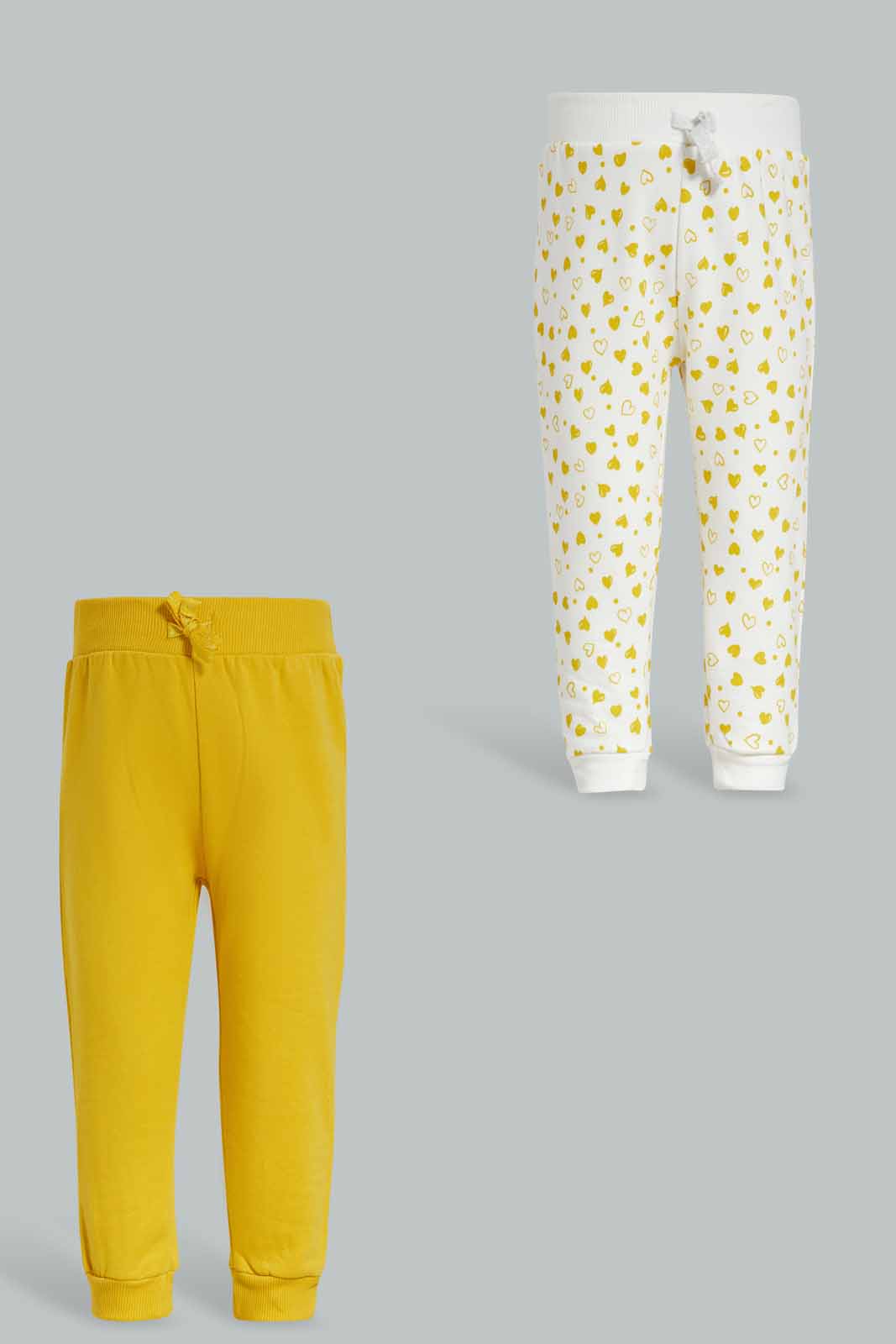 Redtag-Mustard-Solid-+-Ivory-AOP-Solid-Colour-Active-Track-Pant-Category:Joggers,-Colour:Assorted,-Deals:New-In,-Filter:Infant-Girls-(3-to-24-Mths),-ING-Joggers,-New-In-ING-APL,-Non-Sale,-Section:Girls-(0-to-14Yrs),-W22B-Infant-Girls-3 to 24 Months