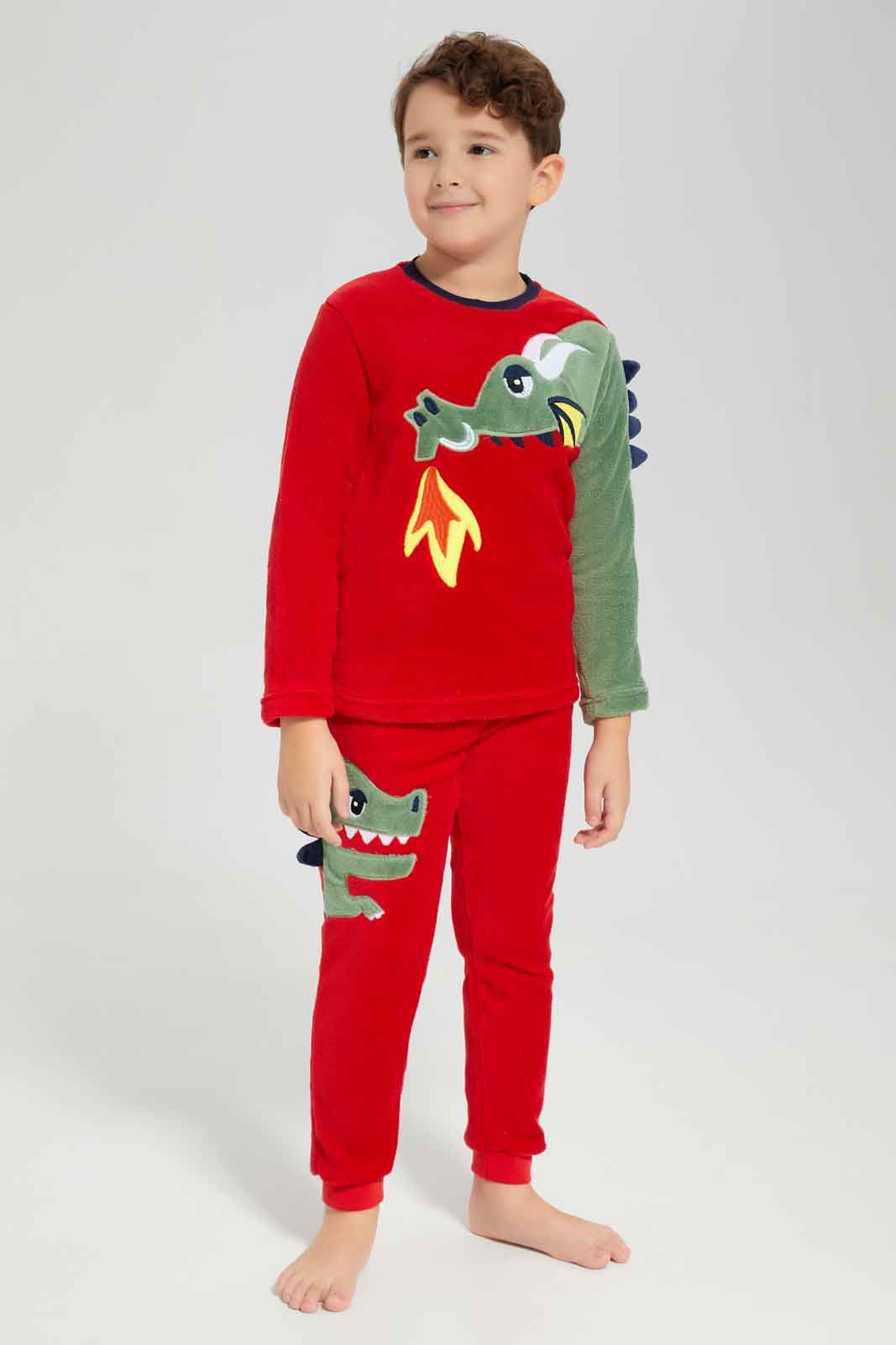 Redtag-Red-Coral-Fleece-PJ-SET-BOY-Pyjama-Sets,-Category:Pyjama-Sets,-Colour:Red,-Deals:New-In,-Dept:Boys,-Filter:Boys-(2-to-8-Yrs),-New-In-BOY-APL,-Non-Sale,-Section:Boys-(0-to-14Yrs),-W22B-Boys-2 to 8 Years
