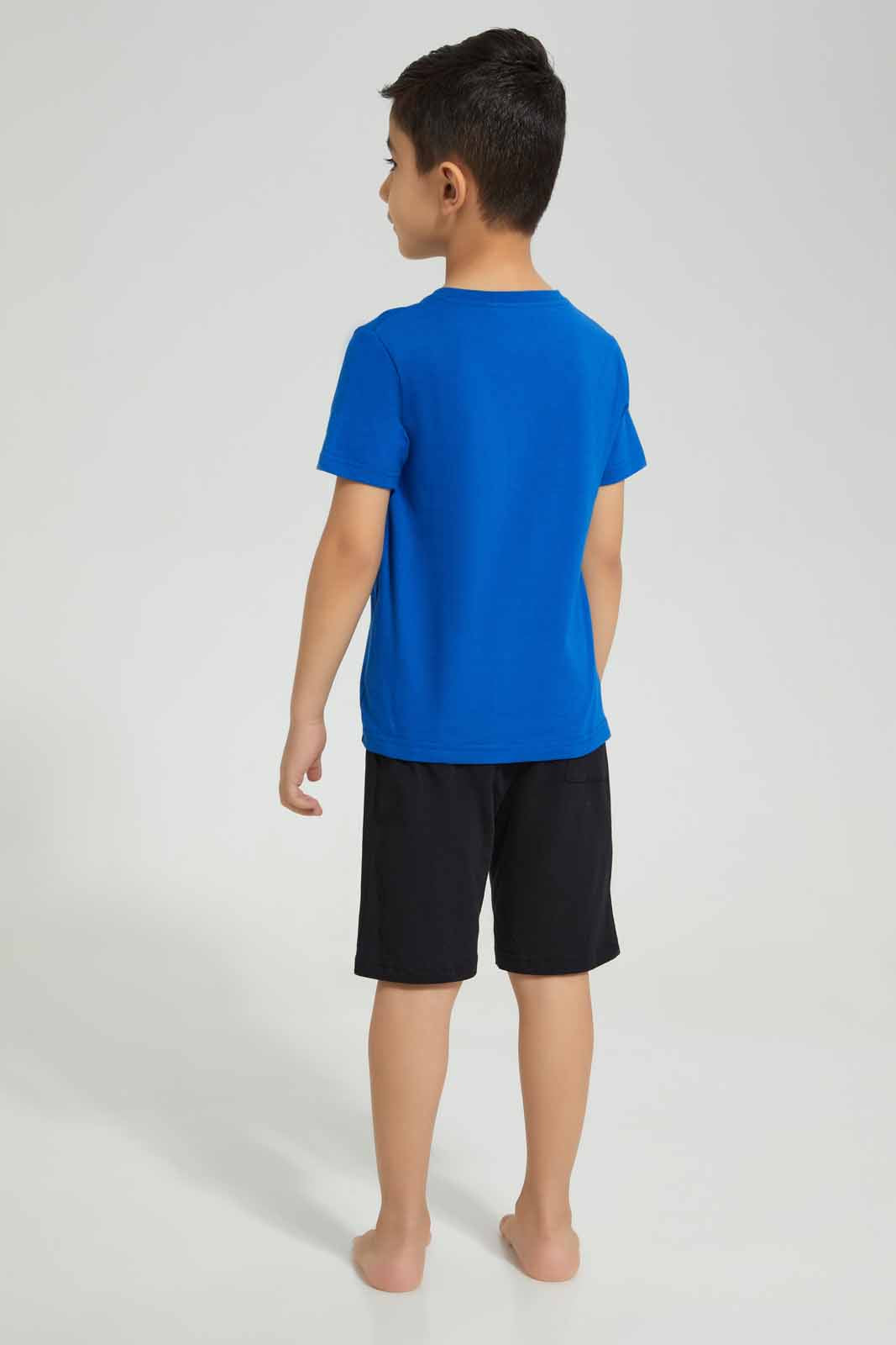 Redtag-Blue-Space-Print-T-Shirt-And-Short-Pyjama-BOY-Pyjama-Sets,-Category:Pyjama-Sets,-Colour:Blue,-Deals:New-In,-Filter:Boys-(2-to-8-Yrs),-New-In-BOY-APL,-Non-Sale,-Section:Boys-(0-to-14Yrs),-VLM,-W22A-Boys-2 to 8 Years