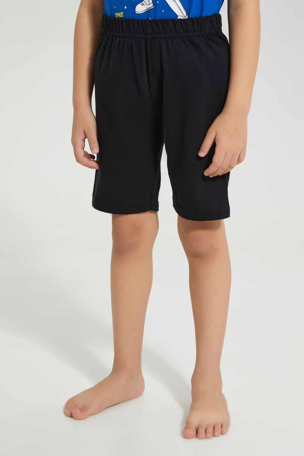Redtag-Blue-Space-Print-T-Shirt-And-Short-Pyjama-BOY-Pyjama-Sets,-Category:Pyjama-Sets,-Colour:Blue,-Deals:New-In,-Filter:Boys-(2-to-8-Yrs),-New-In-BOY-APL,-Non-Sale,-Section:Boys-(0-to-14Yrs),-VLM,-W22A-Boys-2 to 8 Years