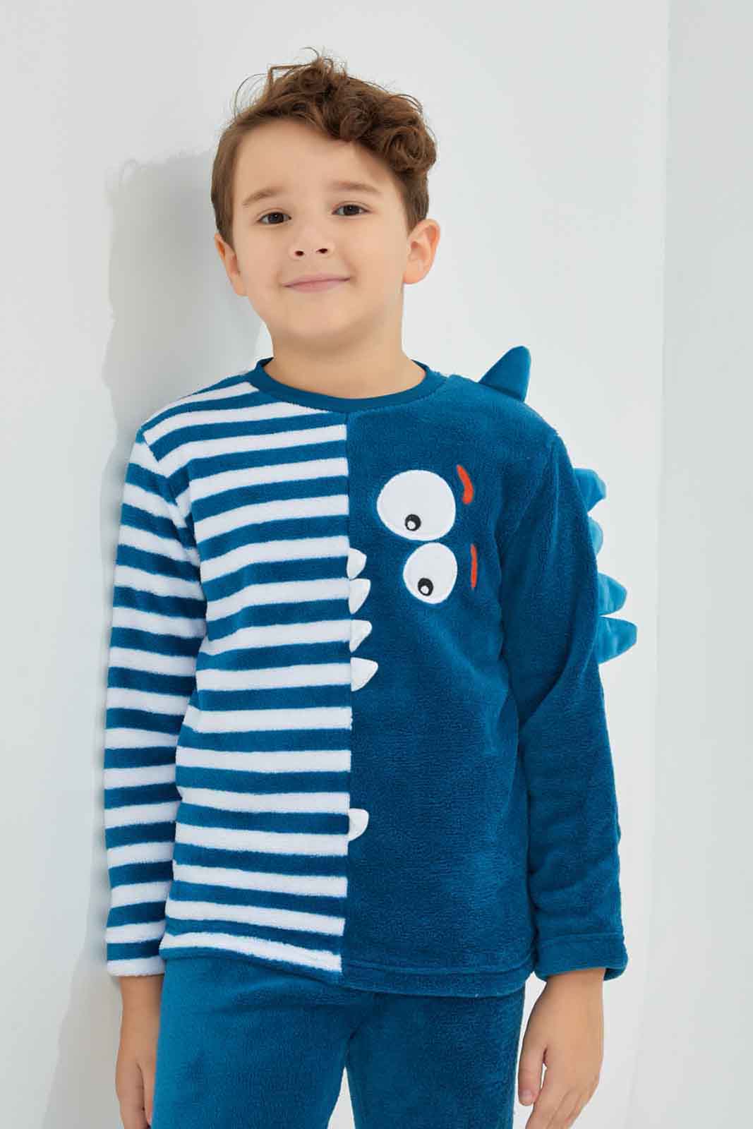 Redtag-Blue-Striped-Coral-Fleece-PJ-SET-BOY-Pyjama-Sets,-Category:Pyjama-Sets,-Colour:Blue,-Deals:New-In,-Dept:Boys,-Filter:Boys-(2-to-8-Yrs),-New-In-BOY-APL,-Non-Sale,-Section:Boys-(0-to-14Yrs),-W22B-Boys-2 to 8 Years