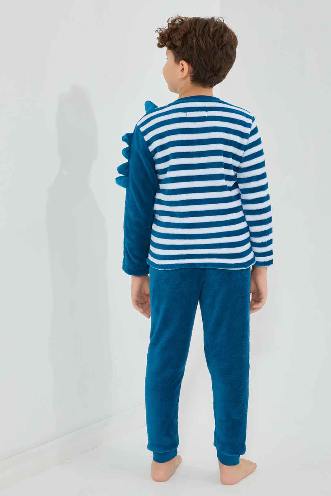 Redtag-Blue-Striped-Coral-Fleece-PJ-SET-BOY-Pyjama-Sets,-Category:Pyjama-Sets,-Colour:Blue,-Deals:New-In,-Dept:Boys,-Filter:Boys-(2-to-8-Yrs),-New-In-BOY-APL,-Non-Sale,-Section:Boys-(0-to-14Yrs),-W22B-Boys-2 to 8 Years