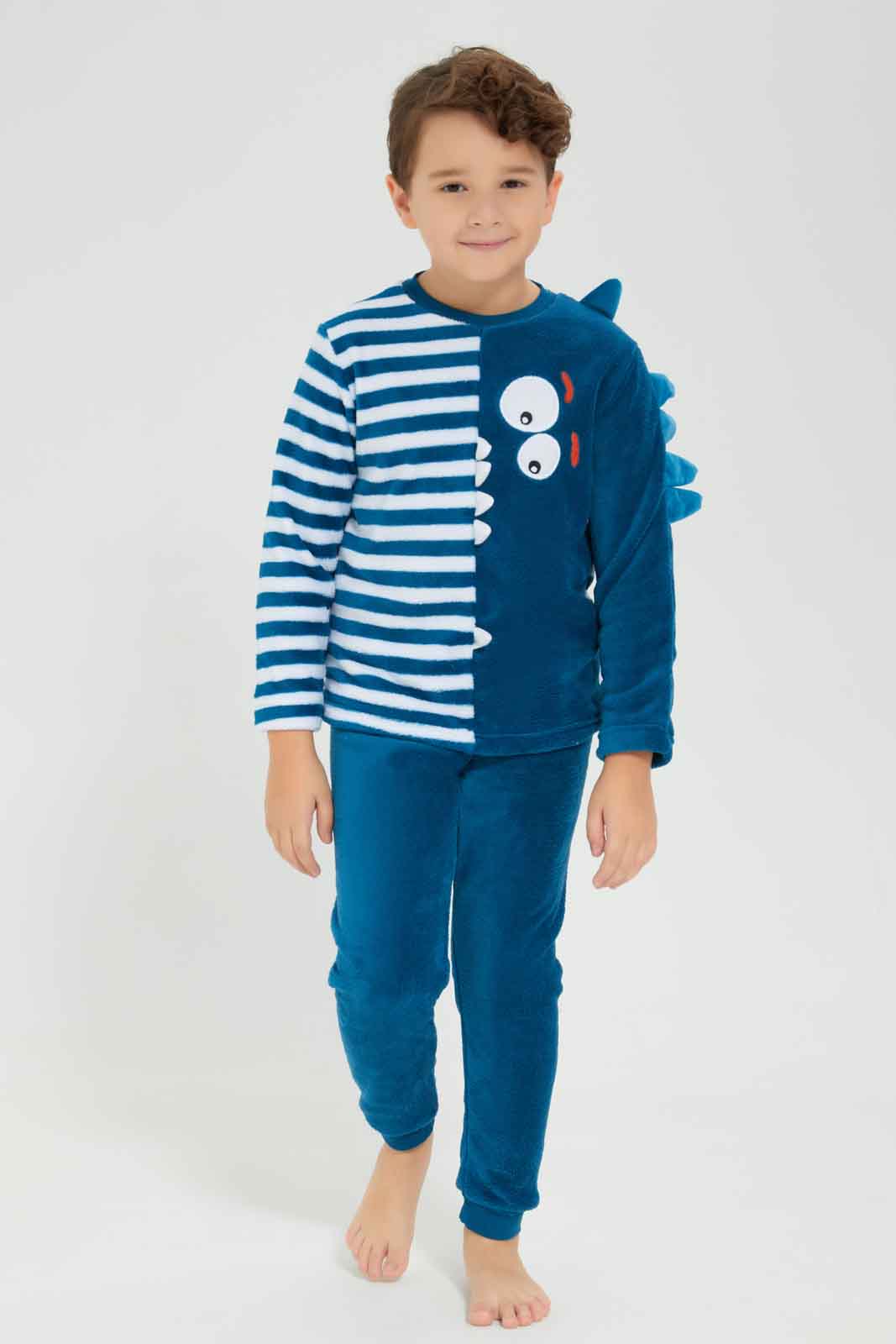 Redtag-Blue-Striped-Coral-Fleece-PJ-SET-BOY-Pyjama-Sets,-Category:Pyjama-Sets,-Colour:Blue,-Deals:New-In,-Dept:Boys,-Filter:Boys-(2-to-8-Yrs),-New-In-BOY-APL,-Non-Sale,-Section:Boys-(0-to-14Yrs),-W22B-Boys-2 to 8 Years