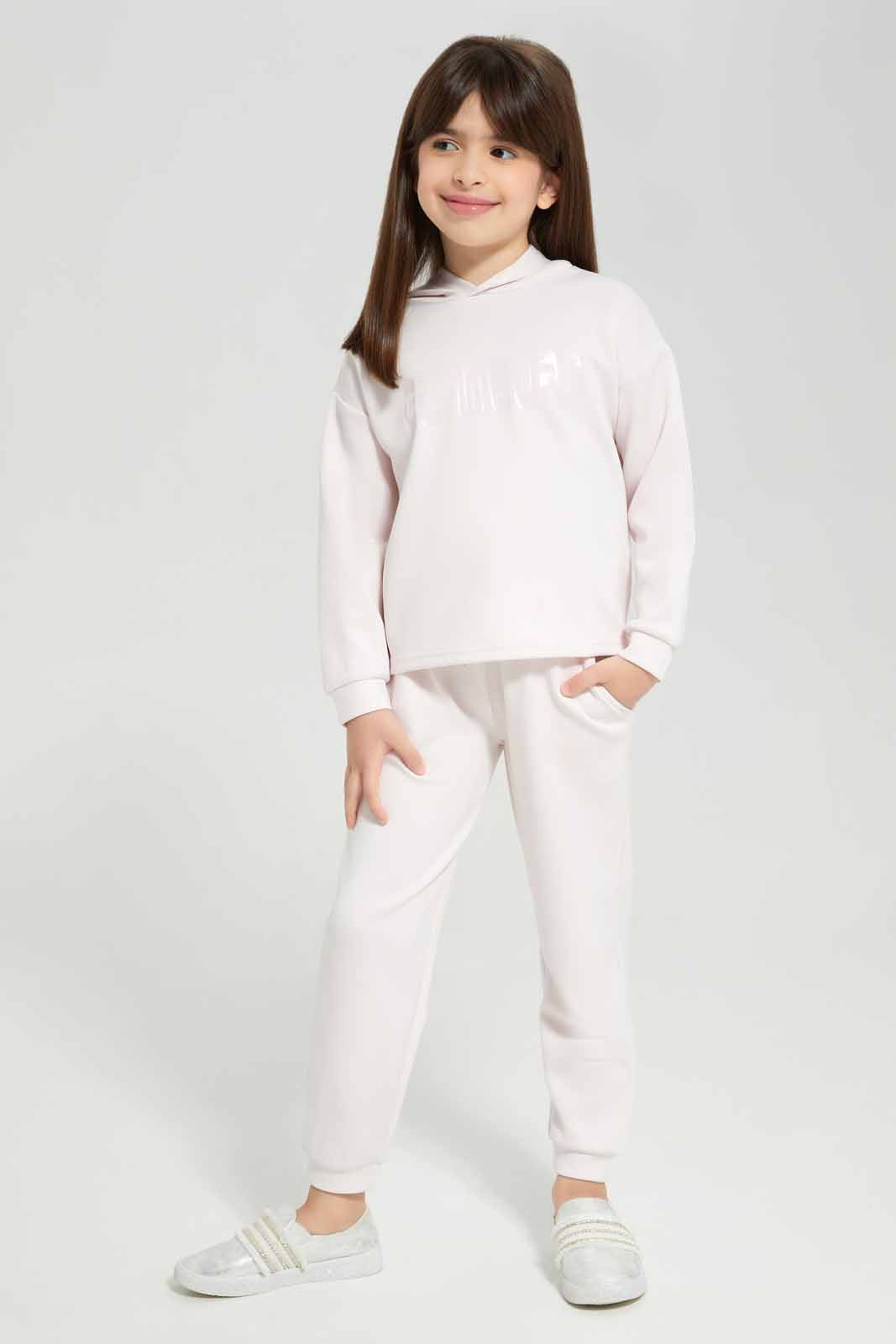 Redtag-Pink-Scuba-Jogsuit-with-Hood-Category:Jog-Sets,-Colour:Apricot,-Deals:New-In,-Filter:Girls-(2-to-8-Yrs),-GIR-Jog-Sets,-New-In-GIR-APL,-Non-Sale,-Section:Girls-(0-to-14Yrs),-W22B-Girls-2 to 8 Years