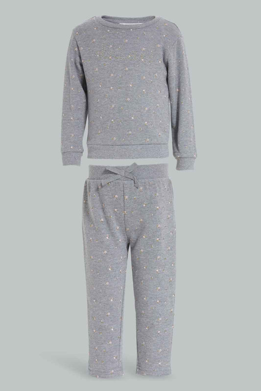 Redtag-Grey-Glitter-Floral-AOP-Jogset-Category:Jog-Sets,-Colour:Grey-Melange,-Deals:New-In,-Filter:Infant-Girls-(3-to-24-Mths),-ING-Jog-Sets,-New-In-ING-APL,-Non-Sale,-Section:Girls-(0-to-14Yrs),-W22B-Infant-Girls-3 to 24 Months