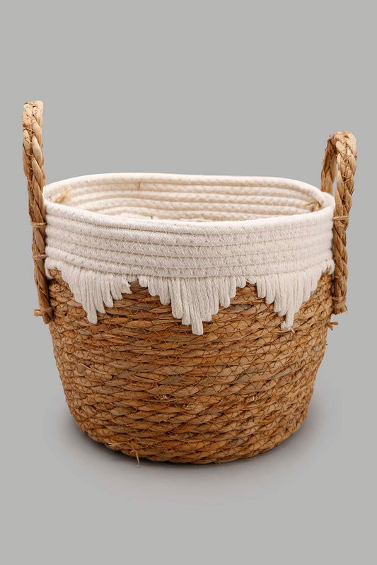 Redtag-Beige-Round-Basket-Category:Bathroom-Accessories,-Colour:Beige,-Deals:New-In,-Dept:Home,-Filter:Home-Bathroom,-HMW-BAC-Bath-Accessories,-New-In-HMW-BAC,-Non-Sale,-Section:Homewares,-W22B-Home-Bathroom-