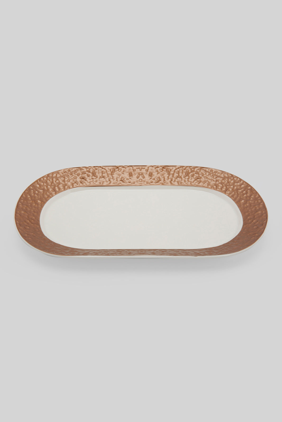 Redtag-Copper-Embossed-Oval-Platter-Category:Bowls,-Colour:Copper,-Deals:New-In,-Filter:Home-Dining,-HMW-DIN-Serveware,-New-In-HMW-DIN,-Non-Sale,-Section:Homewares,-W22A-Home-Dining-