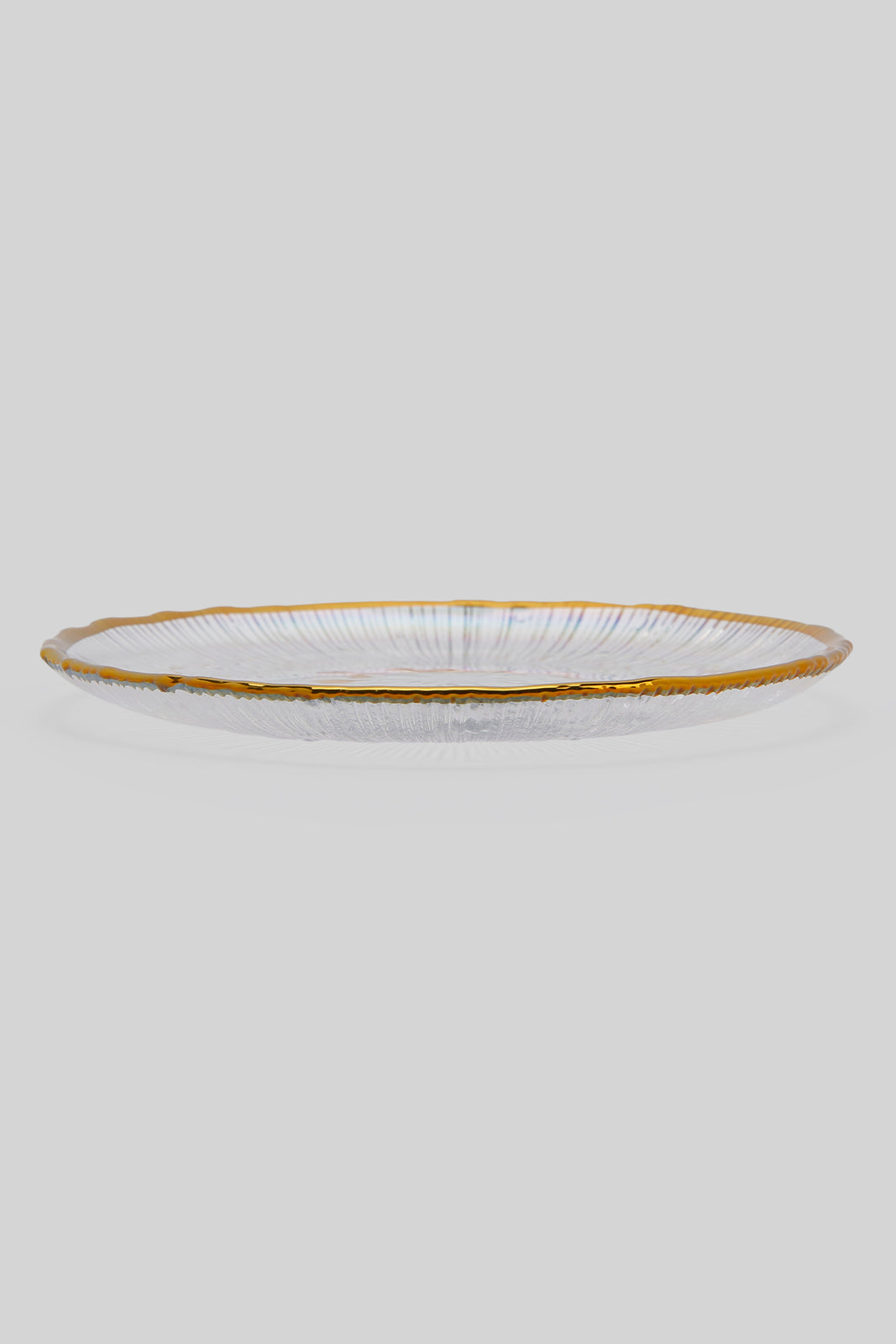 Redtag-Iridescent-Colour-Gold-Band-Glass-Side-Plate-Category:Plates,-Colour:Gold,-Deals:New-In,-Filter:Home-Dining,-HMW-DIN-Crockery,-New-In-HMW-DIN,-Non-Sale,-Section:Homewares,-W22B-Home-Dining-