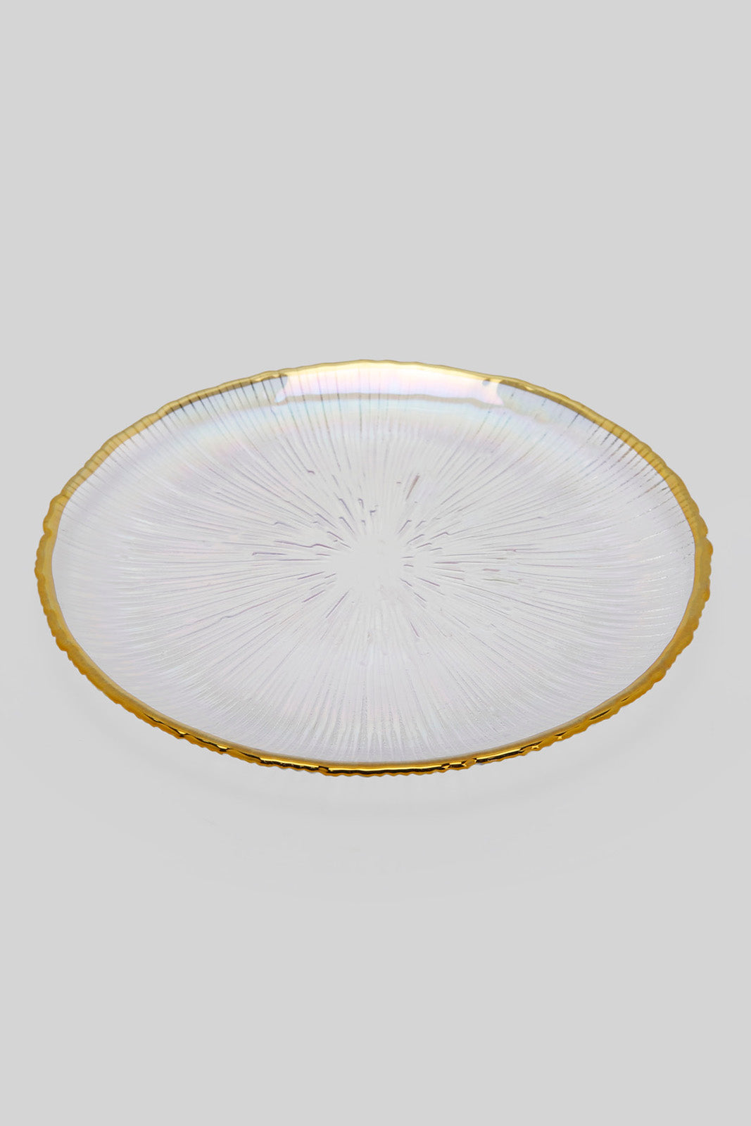 Redtag-Iridescent-Colour-Gold-Band-Glass-Side-Plate-Category:Plates,-Colour:Gold,-Deals:New-In,-Filter:Home-Dining,-HMW-DIN-Crockery,-New-In-HMW-DIN,-Non-Sale,-Section:Homewares,-W22B-Home-Dining-