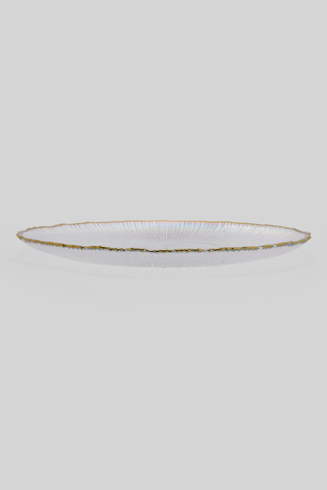 Redtag-Iridescent-Colour-Gold-Band-Glass-Dinner-Plate-Category:Plates,-Colour:Gold,-Deals:New-In,-Filter:Home-Dining,-HMW-DIN-Crockery,-New-In-HMW-DIN,-Non-Sale,-Section:Homewares,-W22B-Home-Dining-