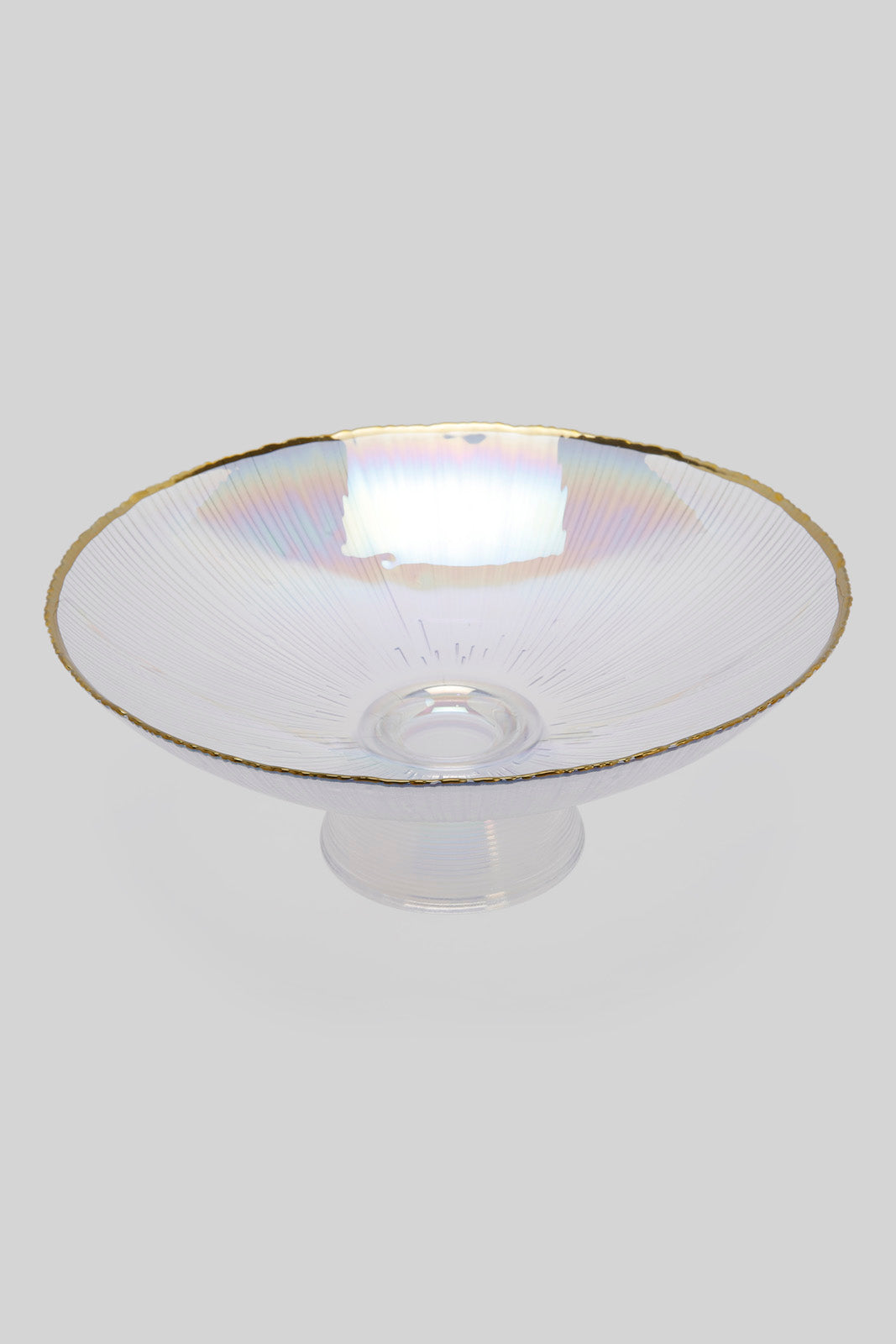 Redtag-Iridescent-Colour-Gold-Band-Glass-Pedestal-Bowl-Category:Bowls,-Colour:Gold,-Deals:New-In,-Filter:Home-Dining,-HMW-DIN-Crockery,-New-In-HMW-DIN,-Non-Sale,-Section:Homewares,-W22B-Home-Dining-