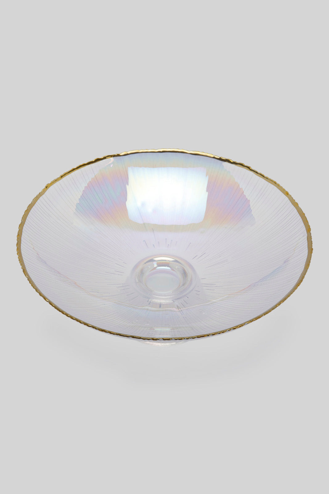 Redtag-Iridescent-Colour-Gold-Band-Glass-Pedestal-Bowl-Category:Bowls,-Colour:Gold,-Deals:New-In,-Filter:Home-Dining,-HMW-DIN-Crockery,-New-In-HMW-DIN,-Non-Sale,-Section:Homewares,-W22B-Home-Dining-