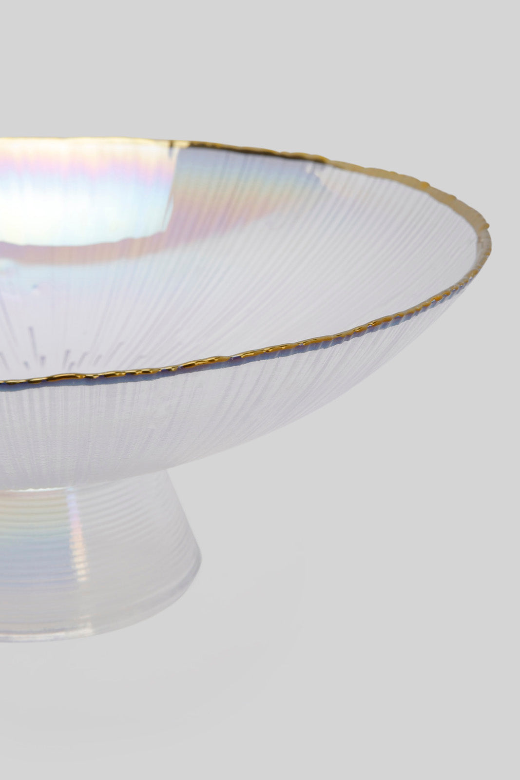 Redtag-Iridescent-Colour-Gold-Band-Glass-Pedestal-Bowl-Category:Bowls,-Colour:Gold,-Deals:New-In,-Filter:Home-Dining,-HMW-DIN-Crockery,-New-In-HMW-DIN,-Non-Sale,-Section:Homewares,-W22B-Home-Dining-