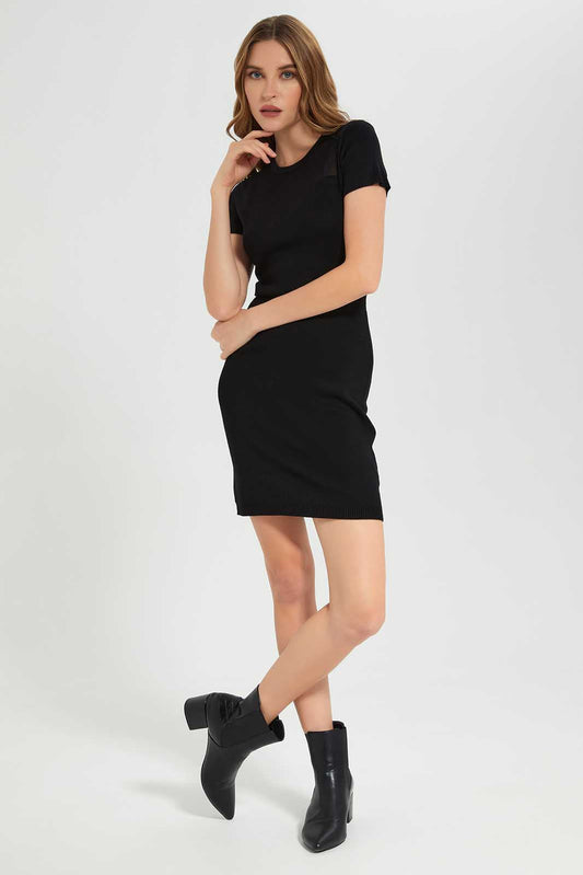Redtag-Balckj-Shortsleeve-Bodycon-Dress-Category:Dresses,-Colour:Black,-Deals:New-In,-Filter:Women's-Clothing,-LEC,-LEC-Dresses,-New-In-LEC-APL,-Non-Sale,-Section:Women,-W22B-Women's-