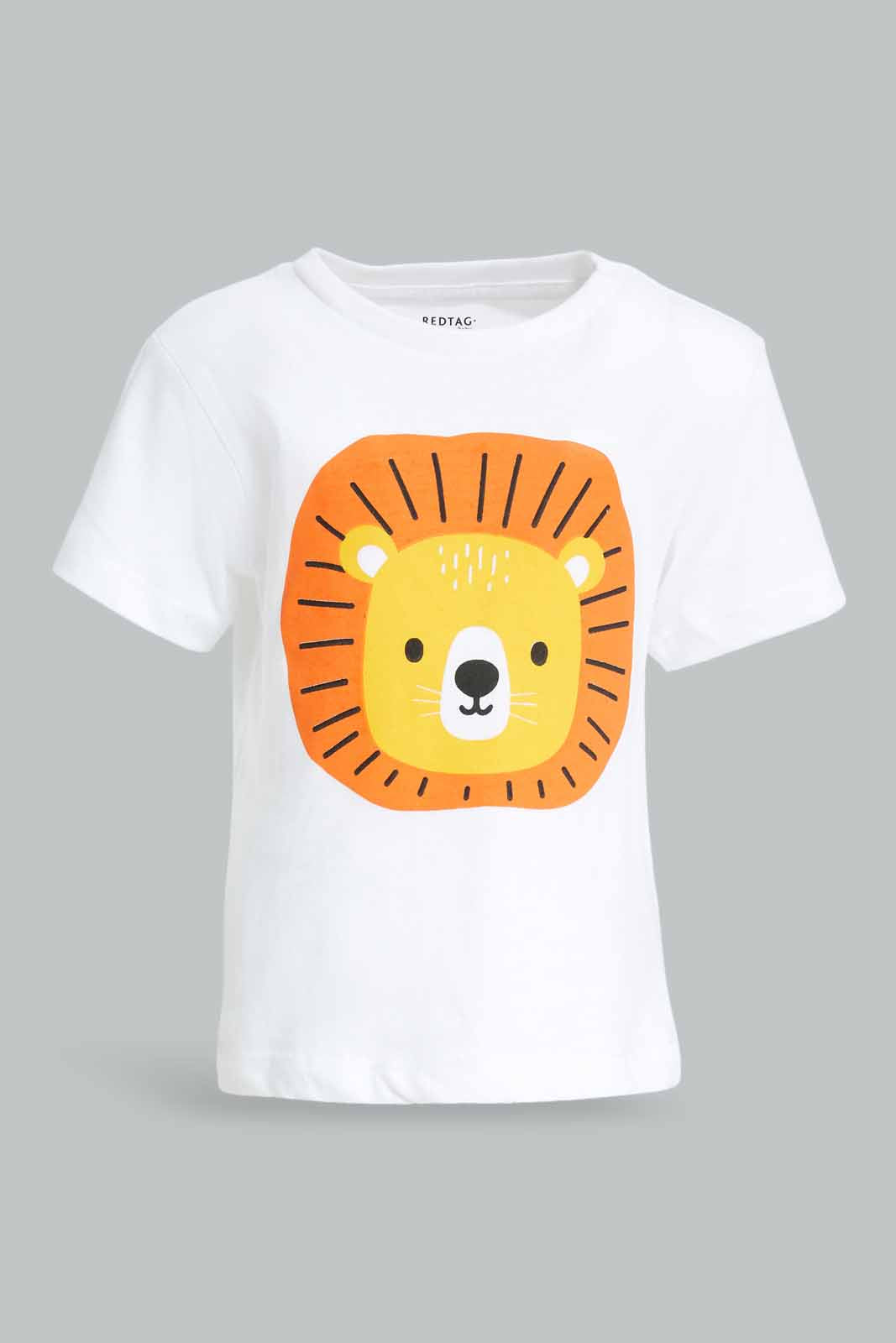 Redtag-White-Tiger-Short-Sleeve-Tshirt-Category:T-Shirts,-Colour:White,-Deals:New-In,-Dept:Boys,-Filter:Infant-Boys-(3-to-24-Mths),-INB-T-Shirts,-New-In-INB-APL,-Non-Sale,-Section:Boys-(0-to-14Yrs),-TBL,-W22A-Infant-Boys-3 to 24 Months