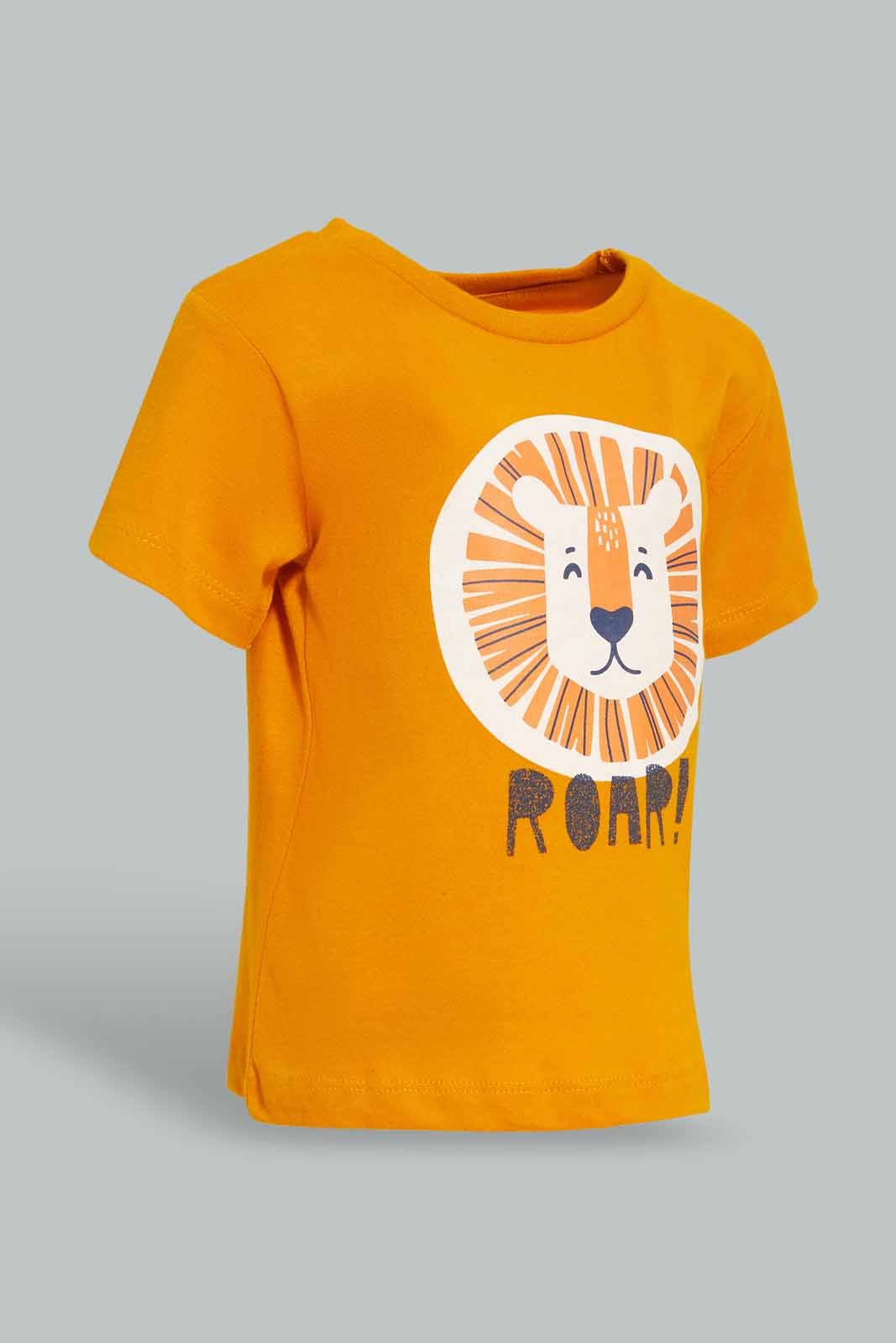 Redtag-Mustard-Tiger-Short-Sleeve-Tshirt-Category:T-Shirts,-Colour:Mustard,-Deals:New-In,-Dept:Boys,-Filter:Infant-Boys-(3-to-24-Mths),-INB-T-Shirts,-New-In-INB-APL,-Non-Sale,-Section:Boys-(0-to-14Yrs),-TBL,-W22A-Infant-Boys-3 to 24 Months